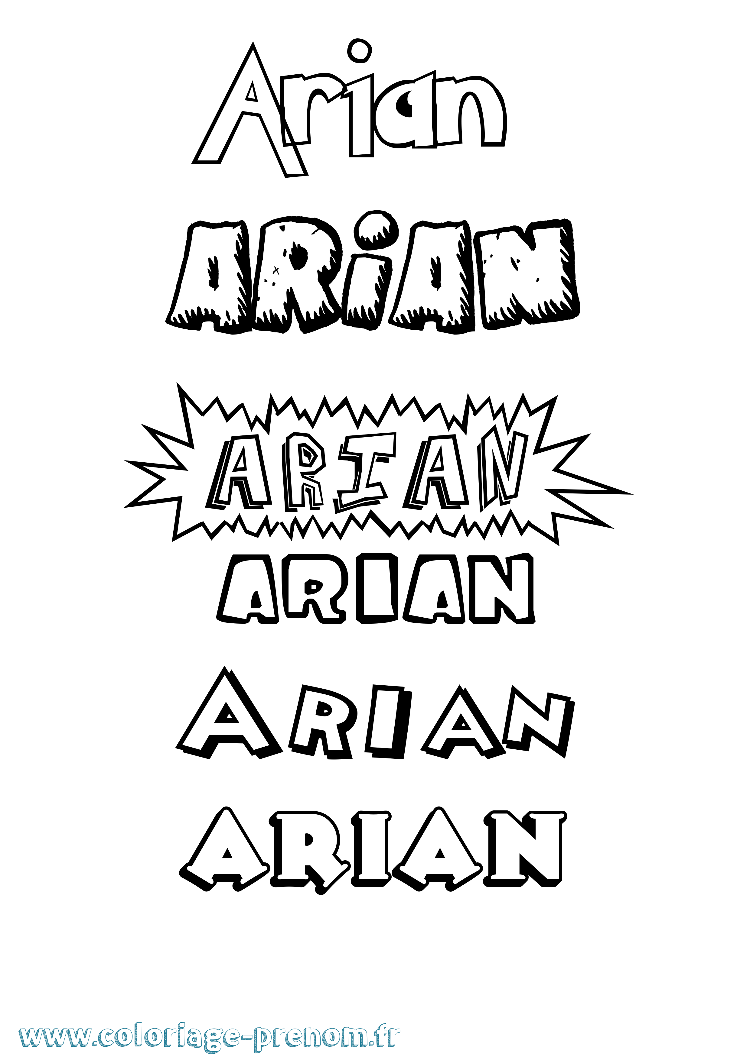 Coloriage prénom Arian Dessin Animé
