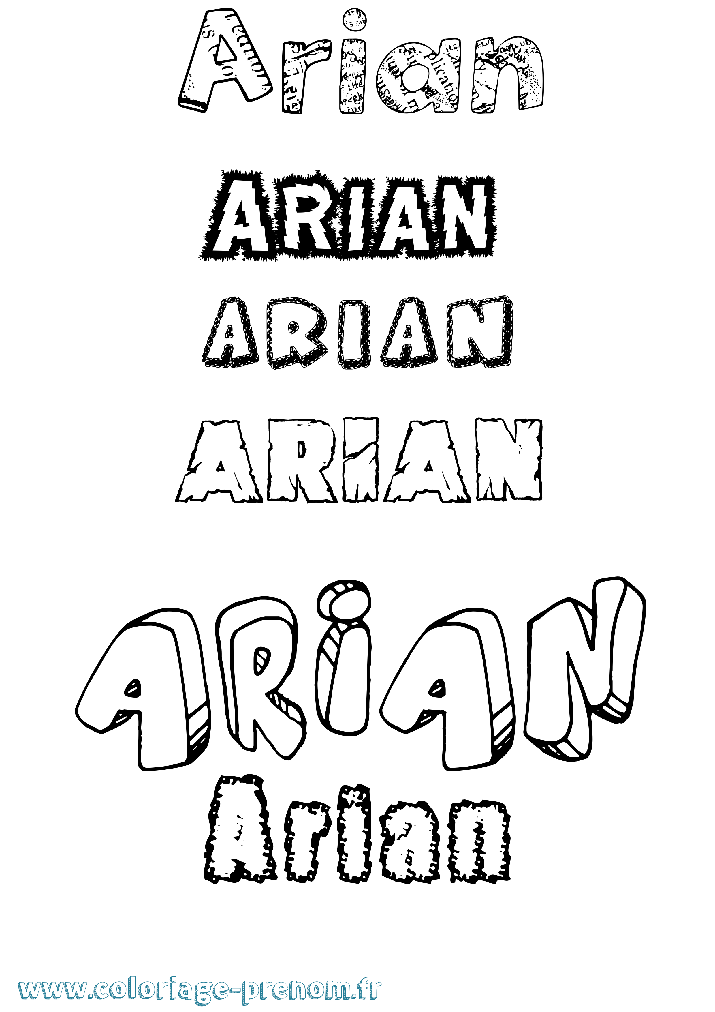 Coloriage prénom Arian Destructuré