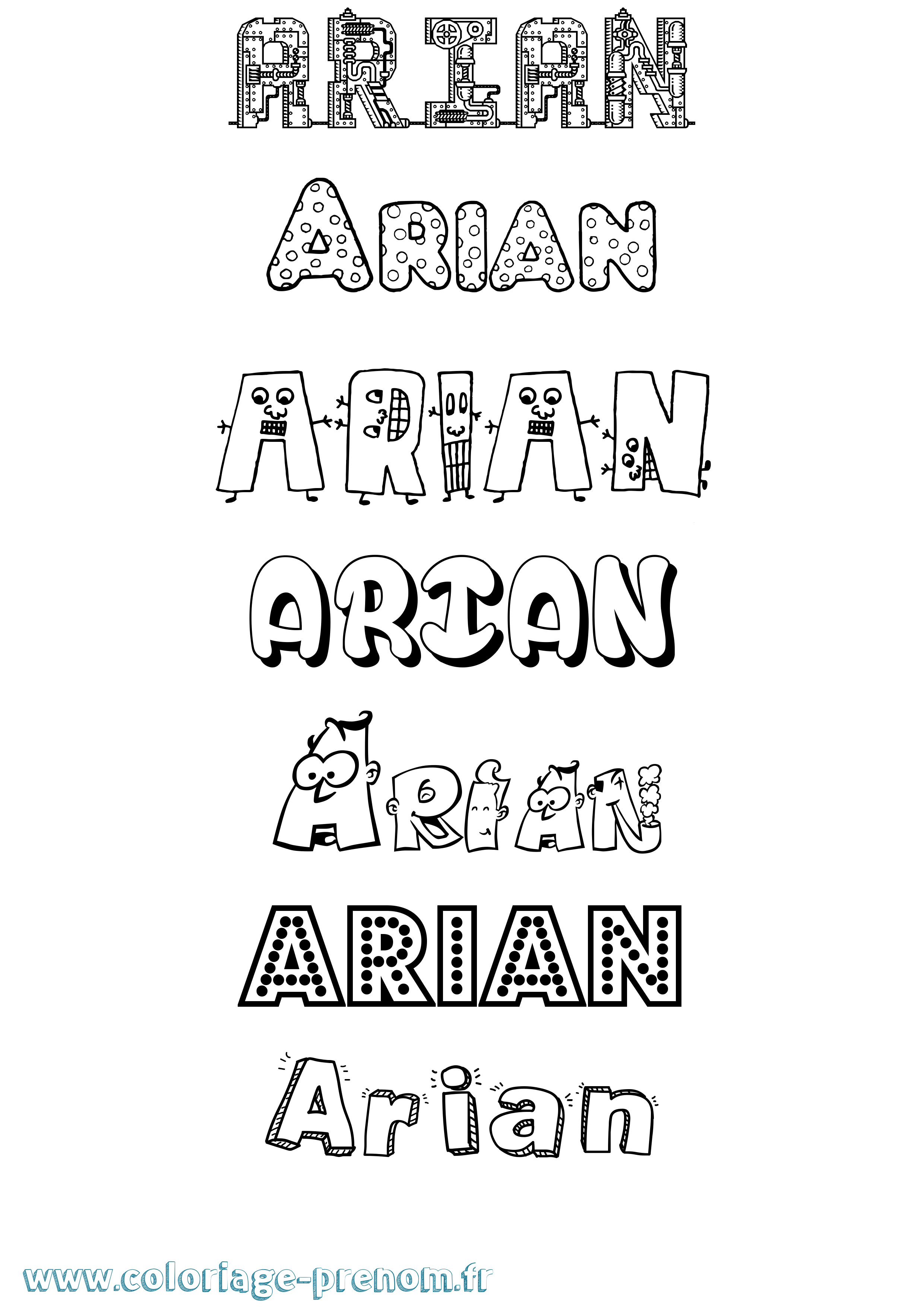 Coloriage prénom Arian Fun
