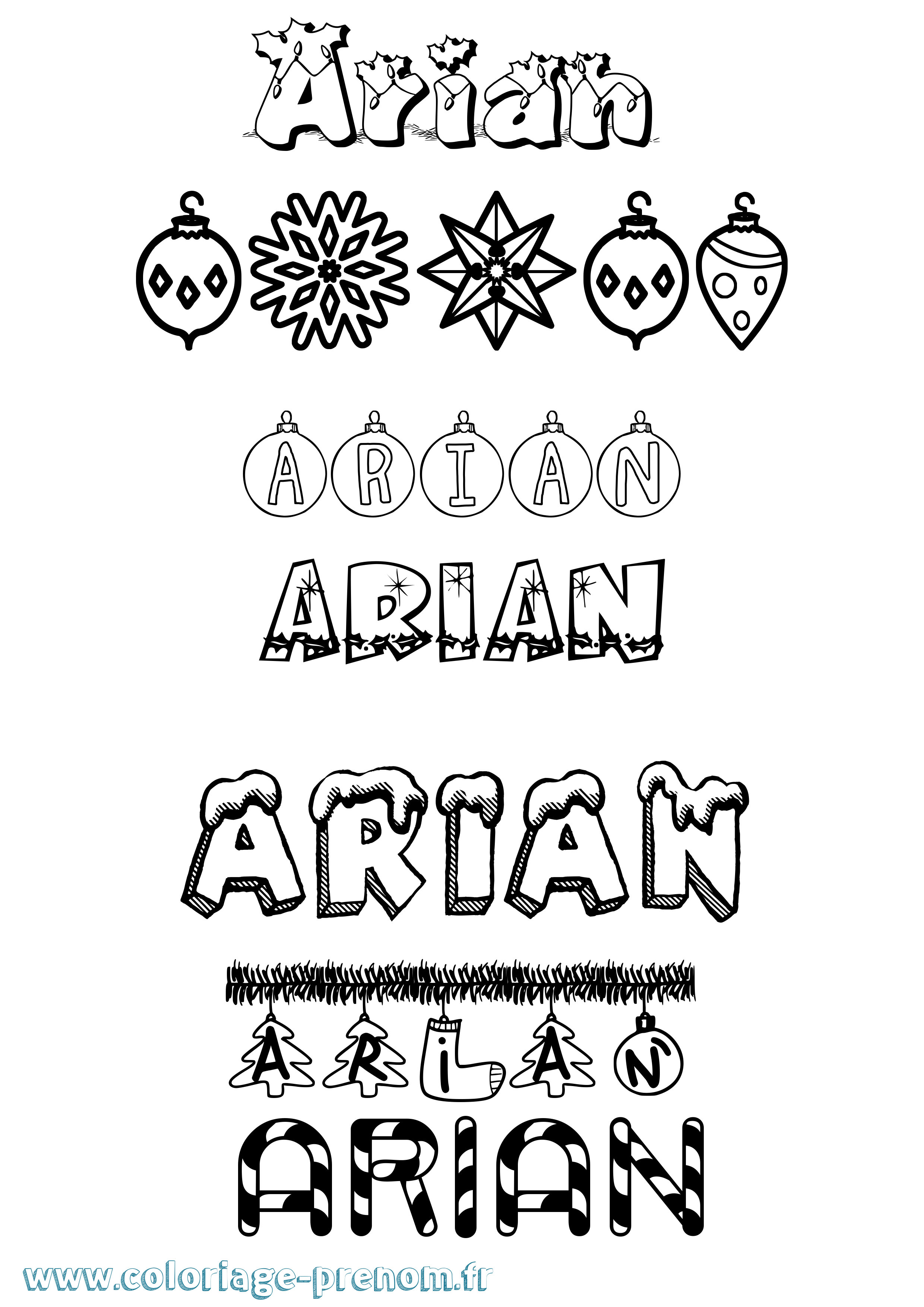 Coloriage prénom Arian Noël