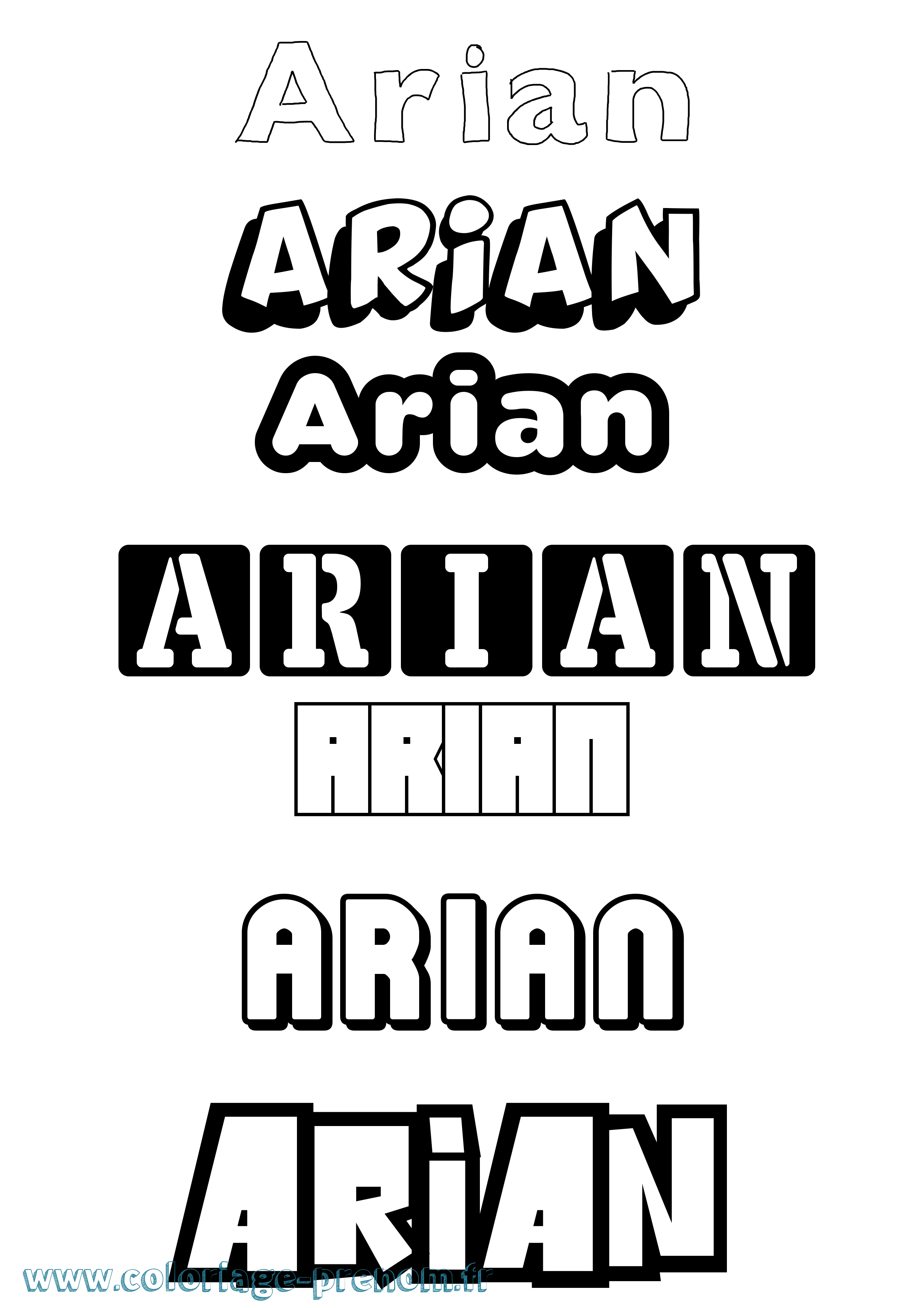 Coloriage prénom Arian Simple