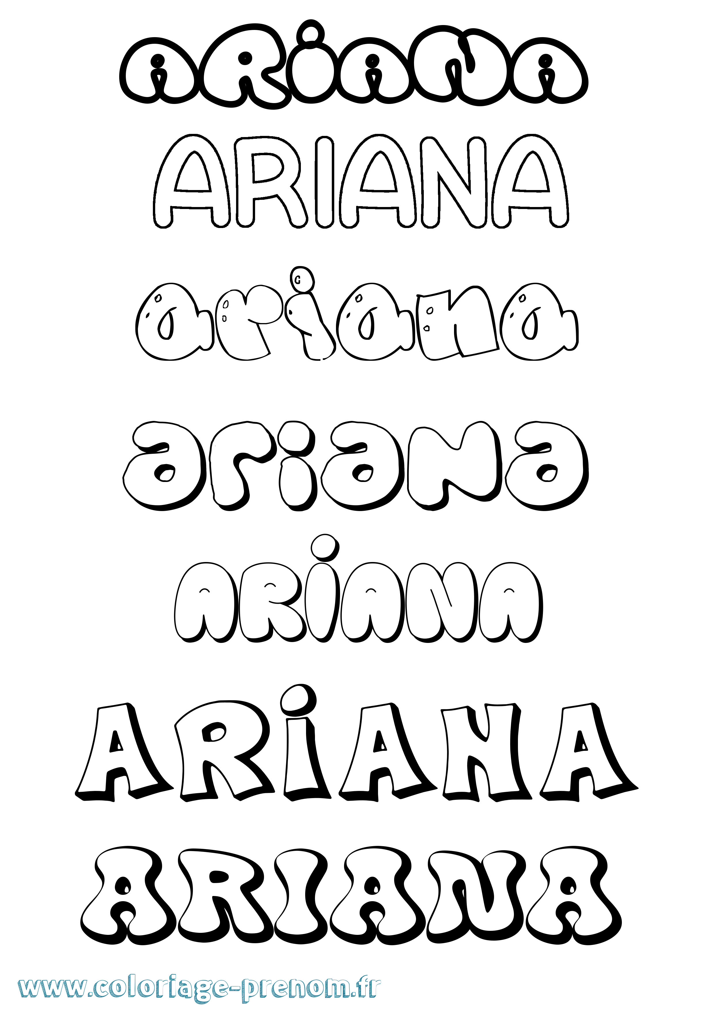 Coloriage Ariana Coloriage prénom Ariana