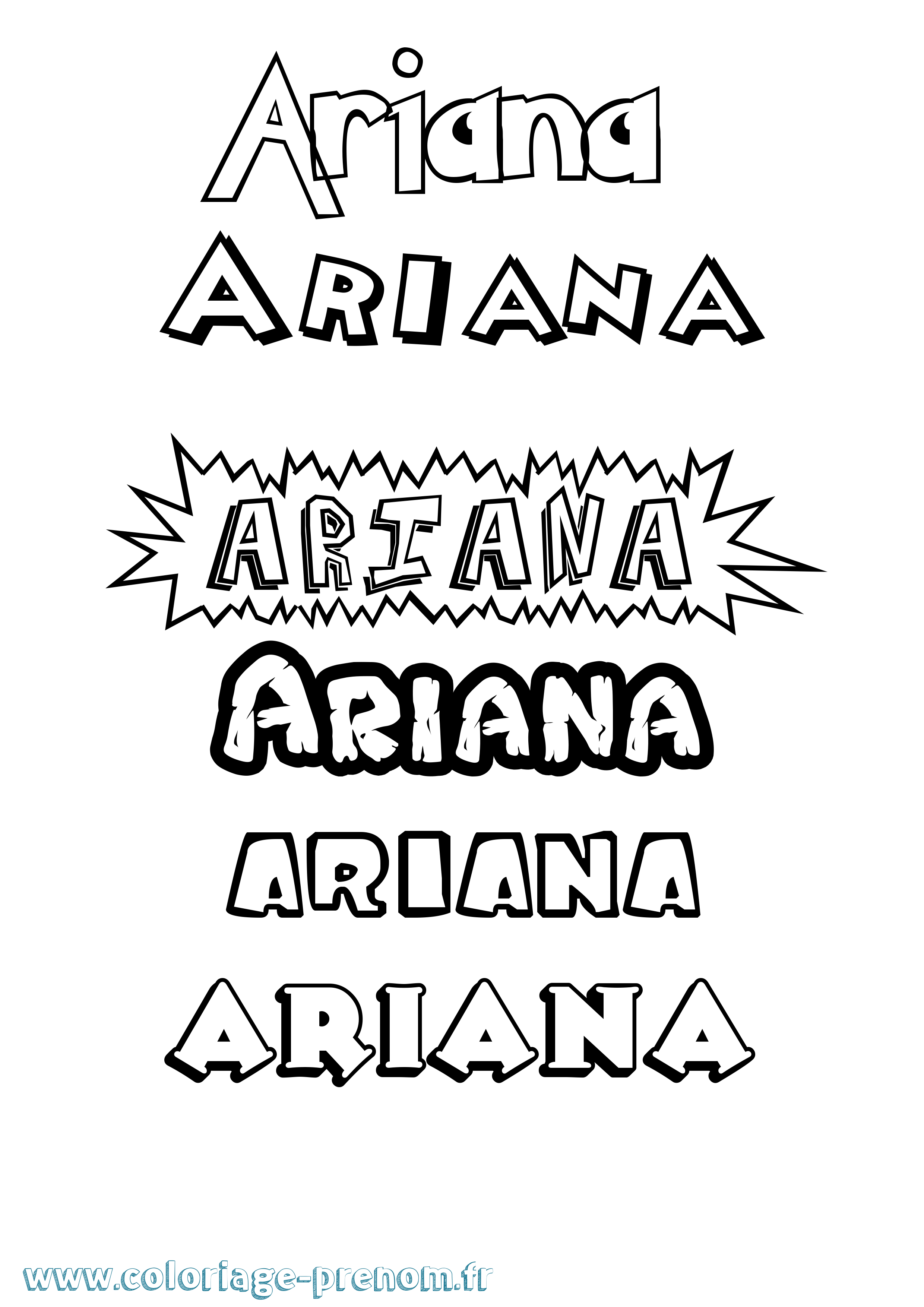 Coloriage prénom Ariana
