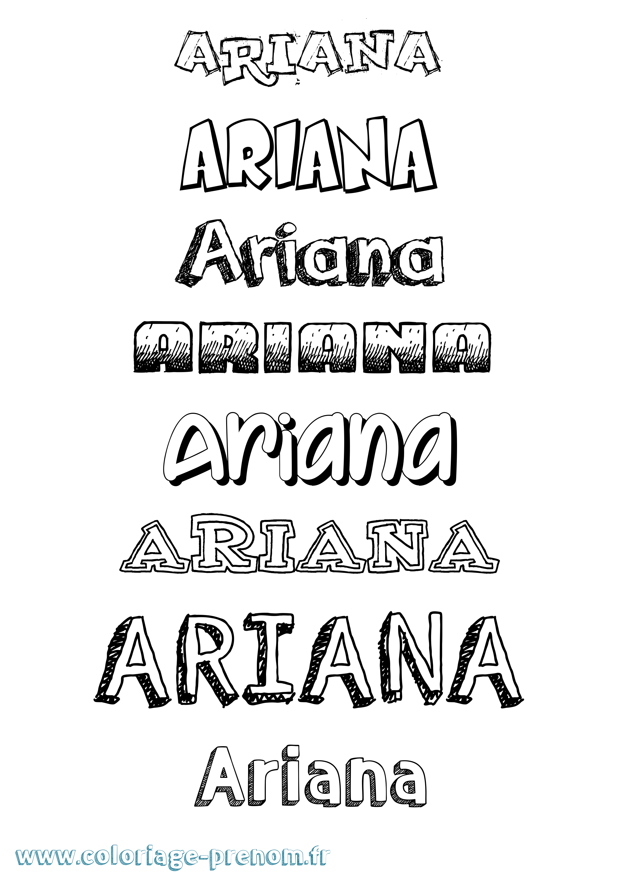 Coloriage prénom Ariana Dessiné