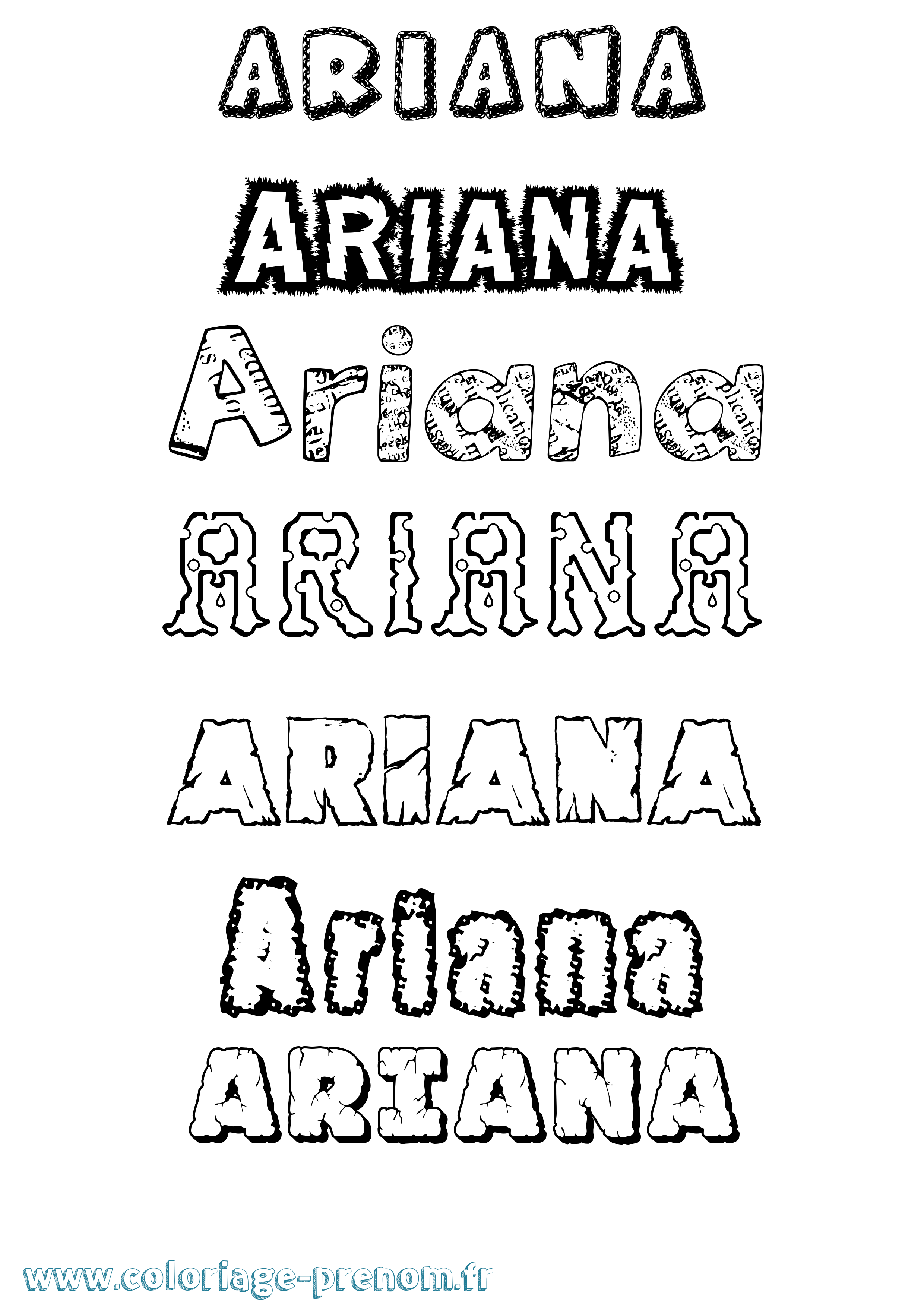 Coloriage prénom Ariana Destructuré
