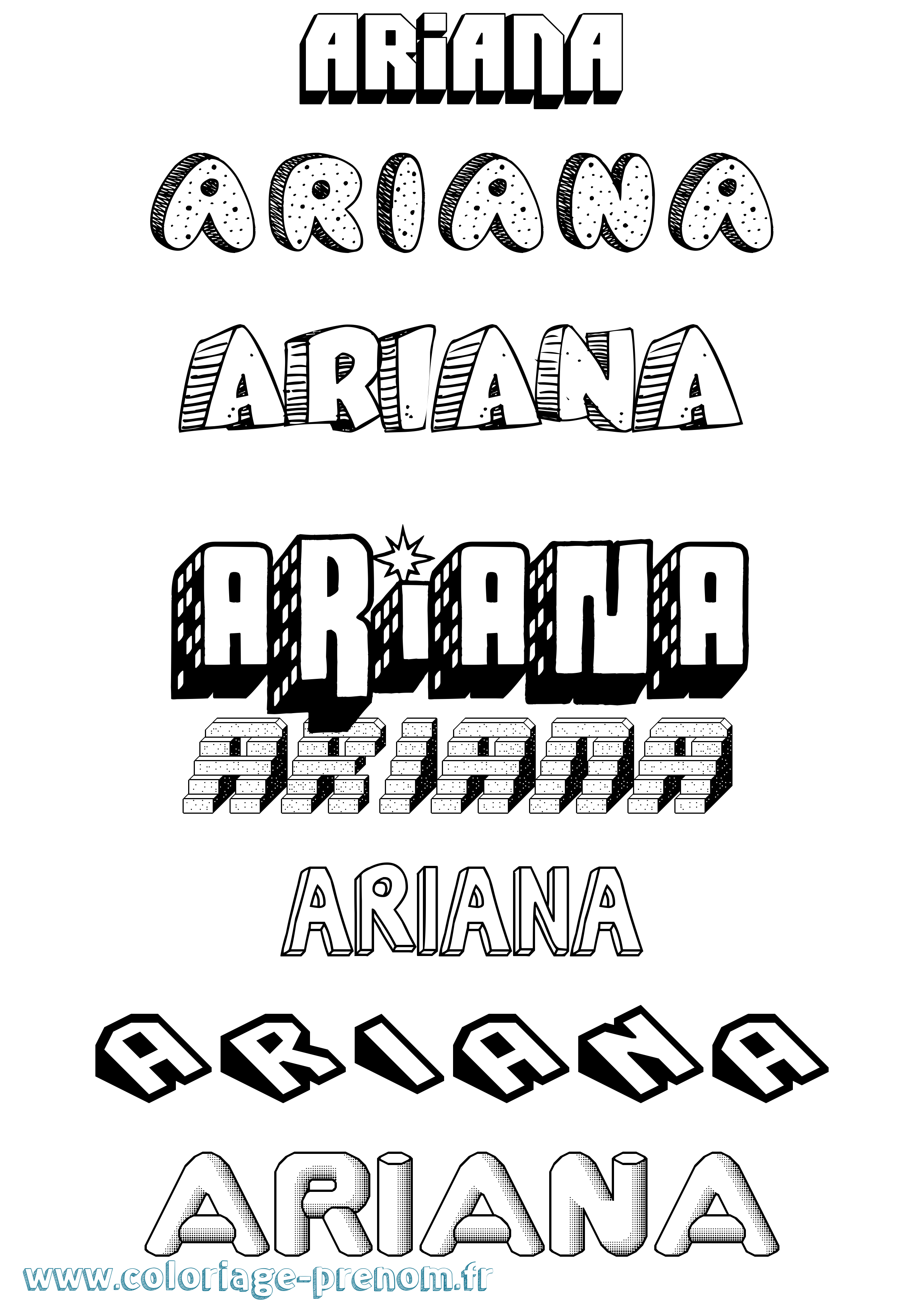 Coloriage prénom Ariana Effet 3D