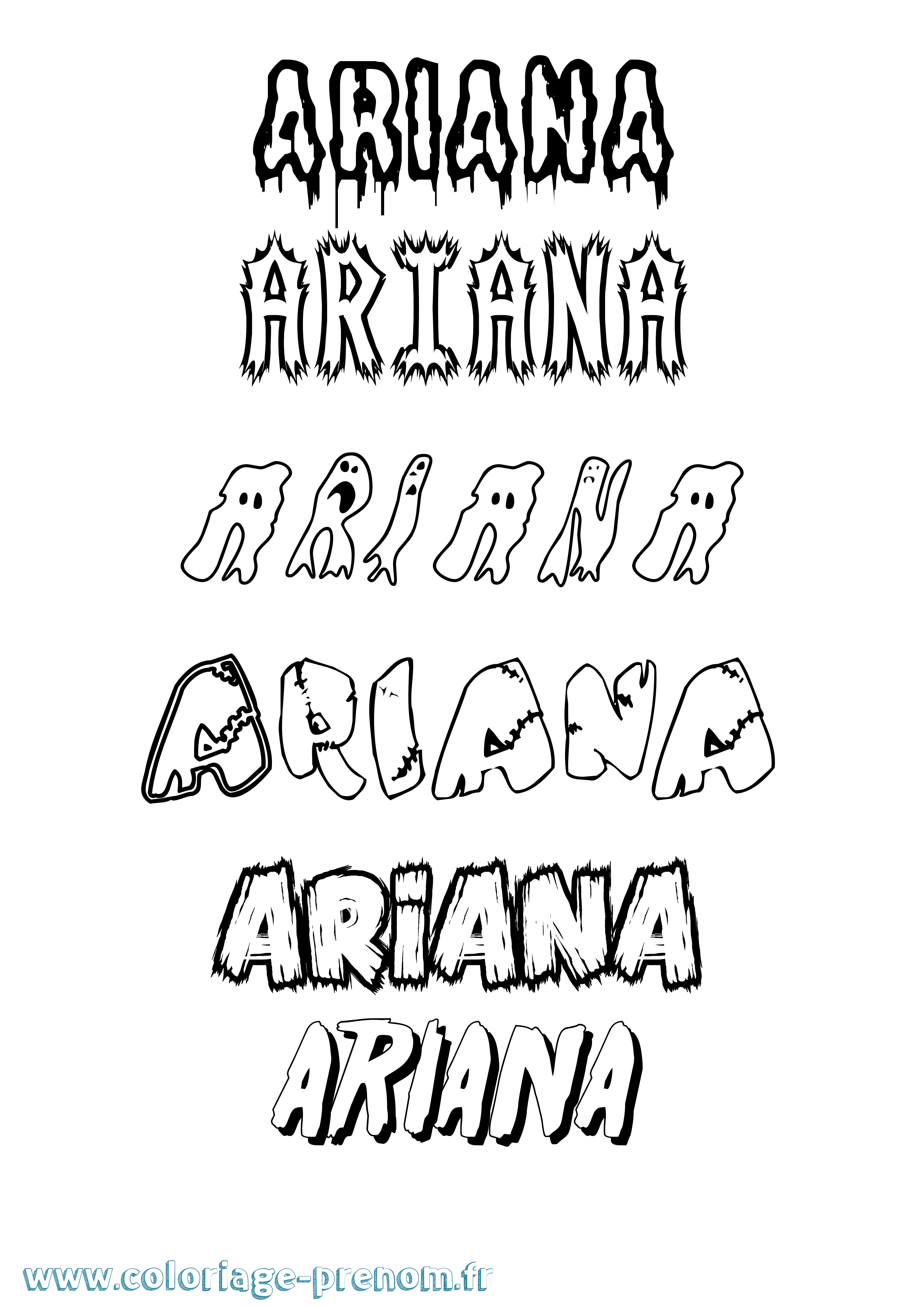 Coloriage prénom Ariana Frisson