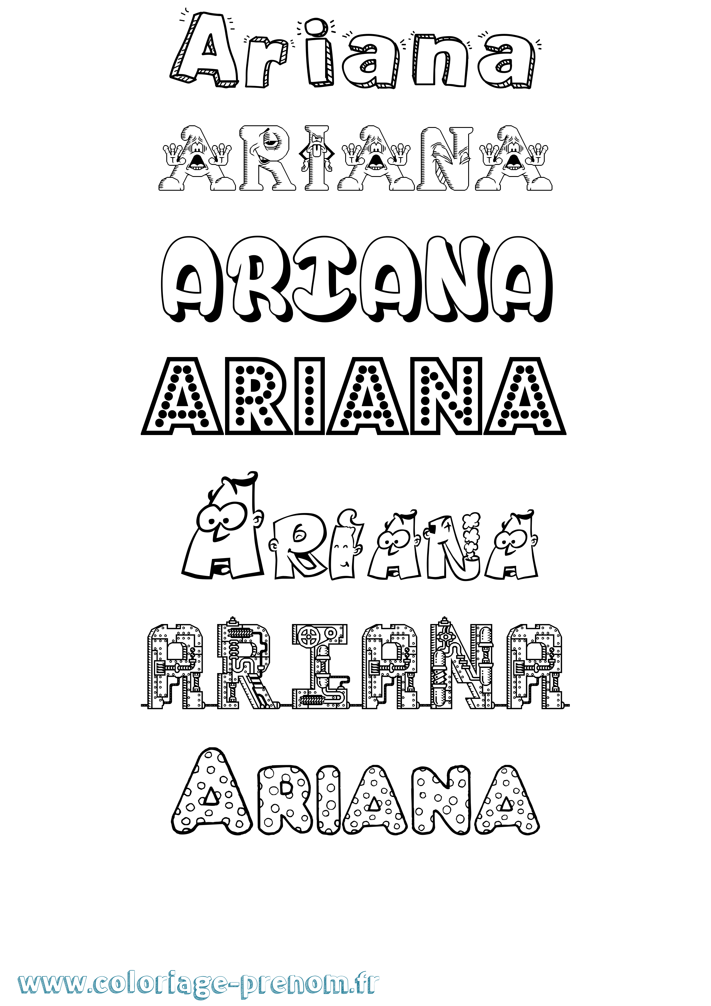 Coloriage Ariana Coloriage prénom Ariana