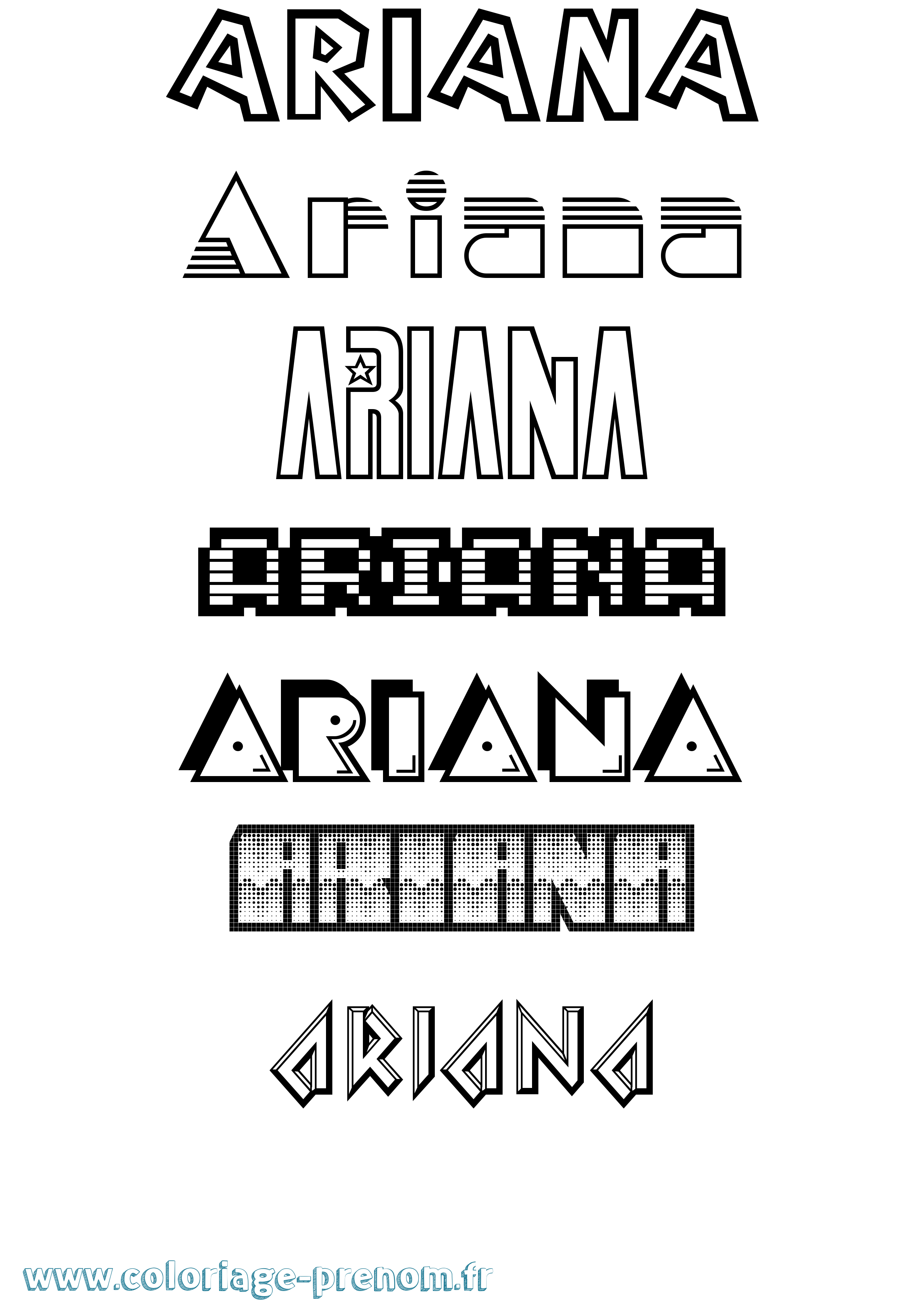 Coloriage prénom Ariana