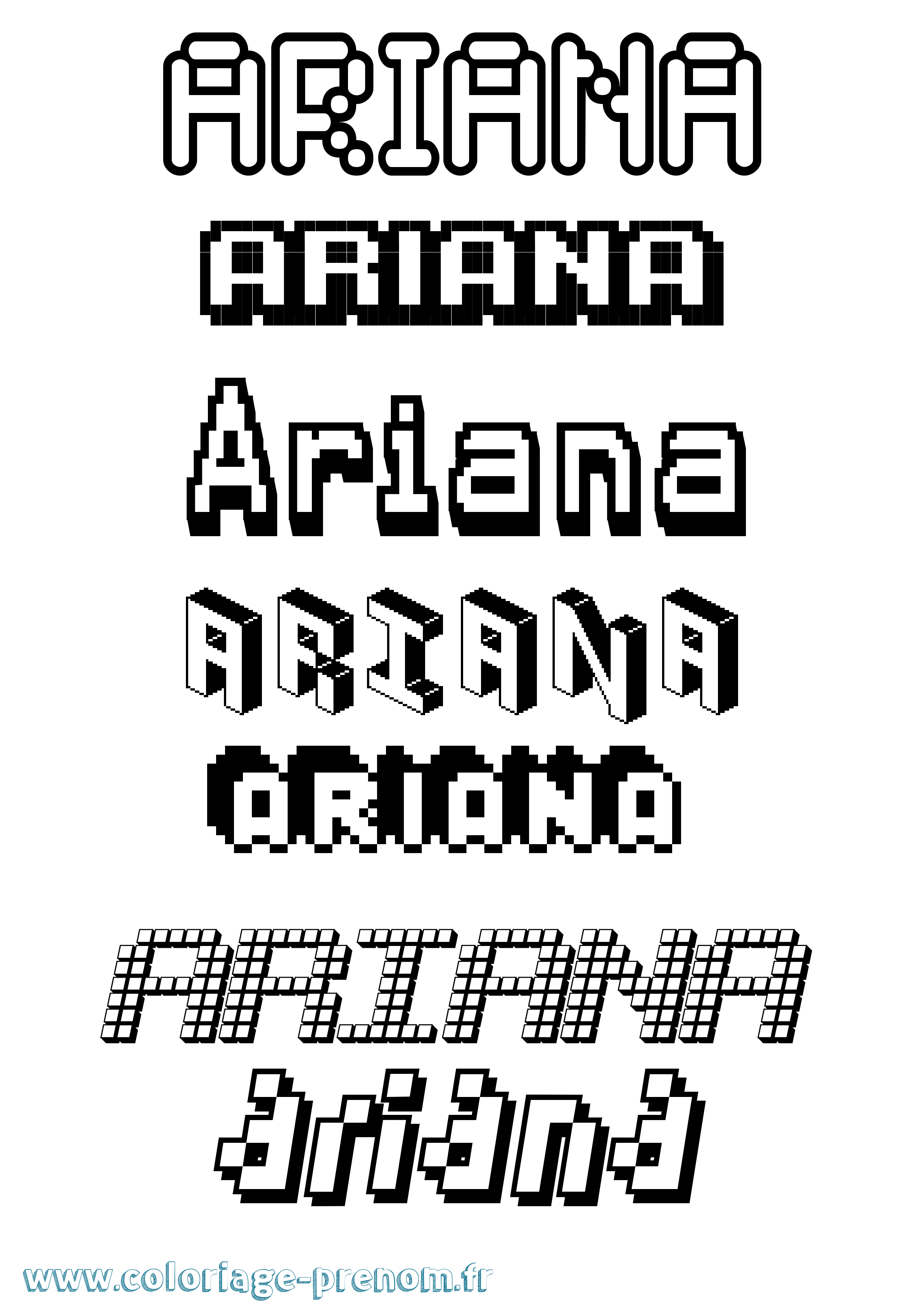 Coloriage prénom Ariana Pixel