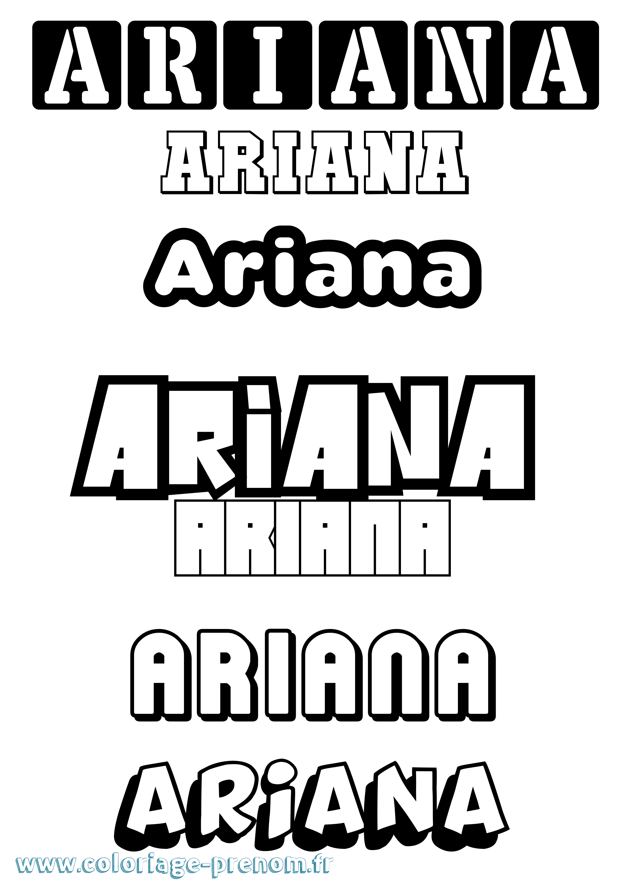 Coloriage prénom Ariana Simple