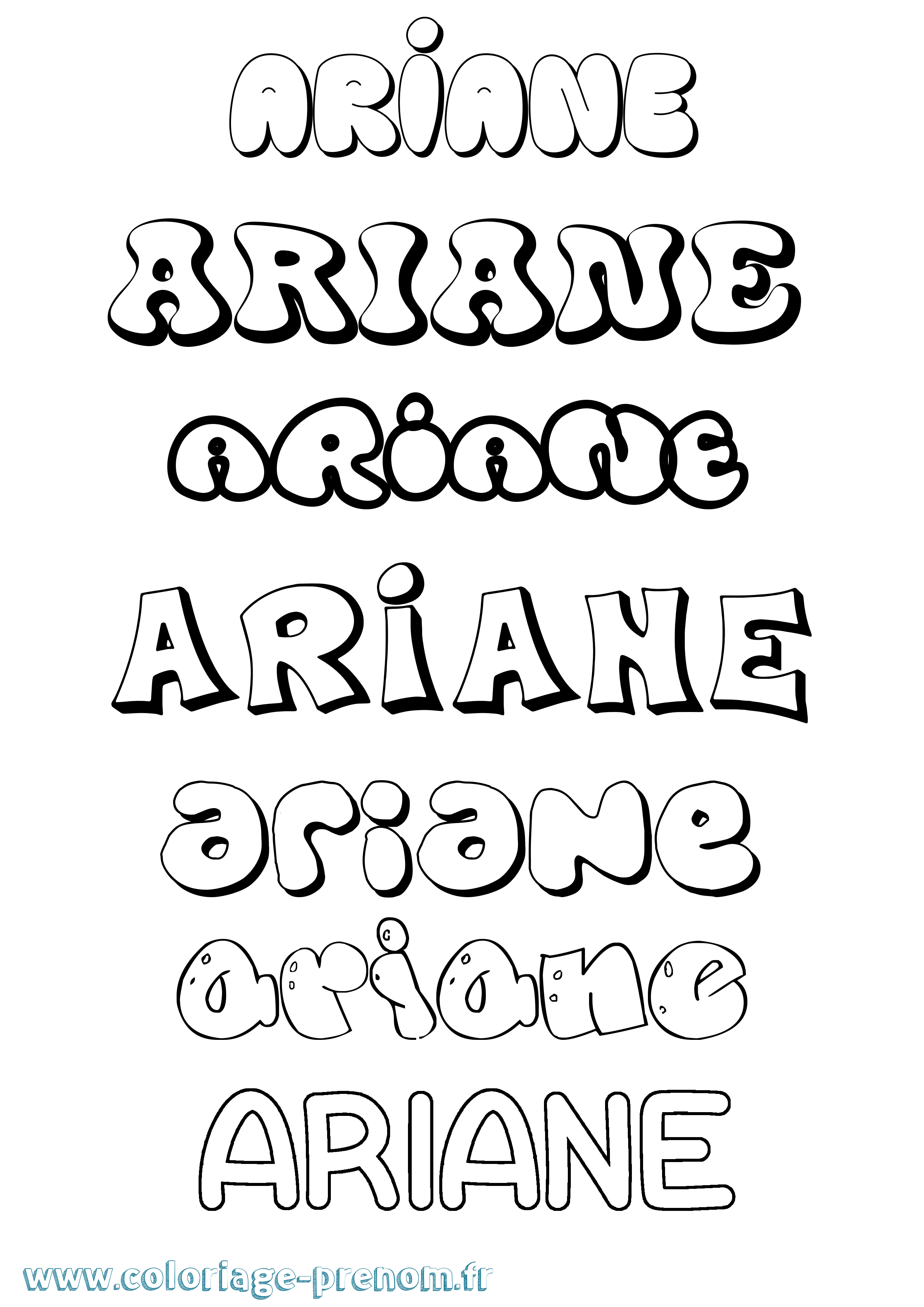 Coloriage prénom Ariane Bubble
