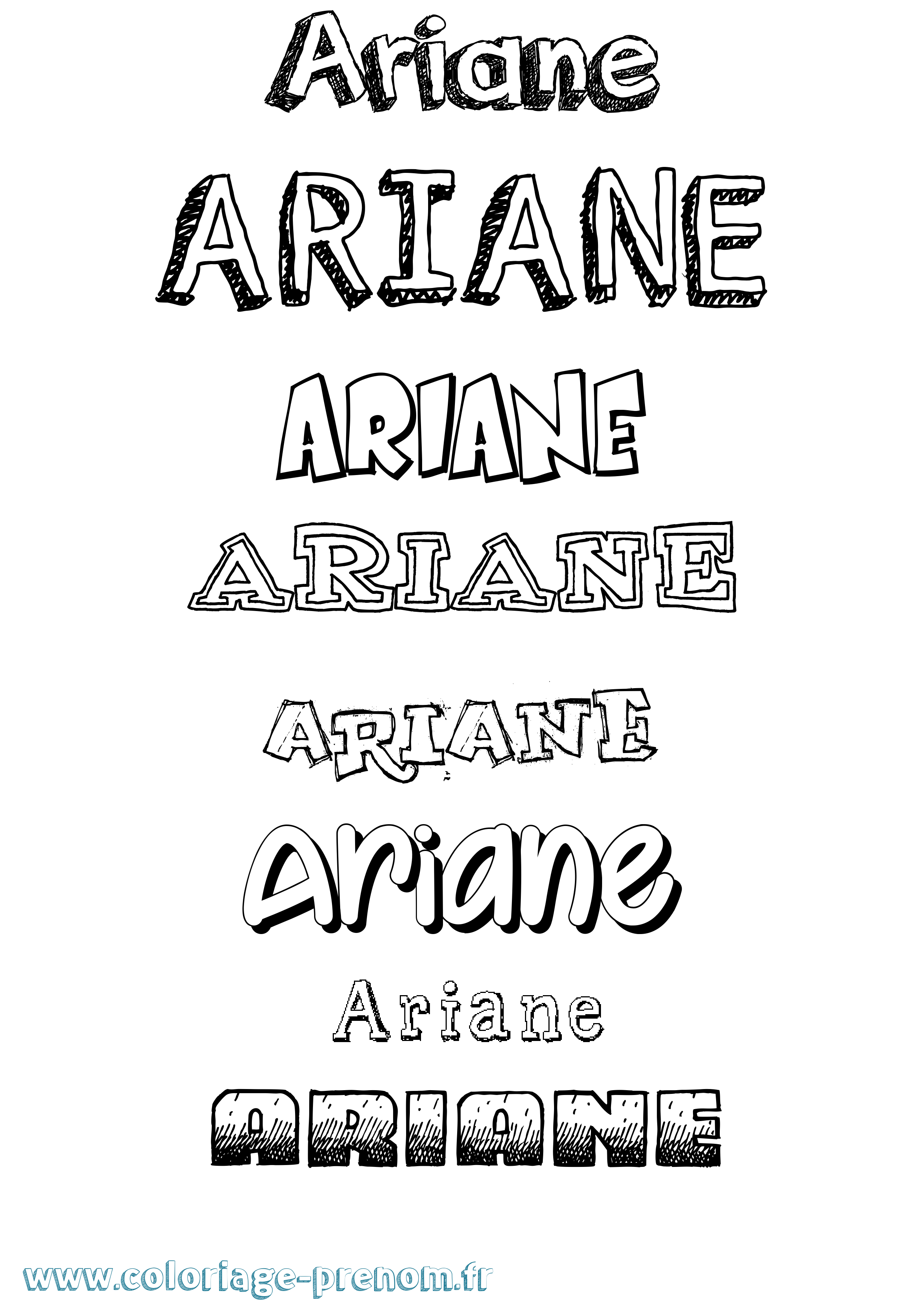 Coloriage prénom Ariane Dessiné