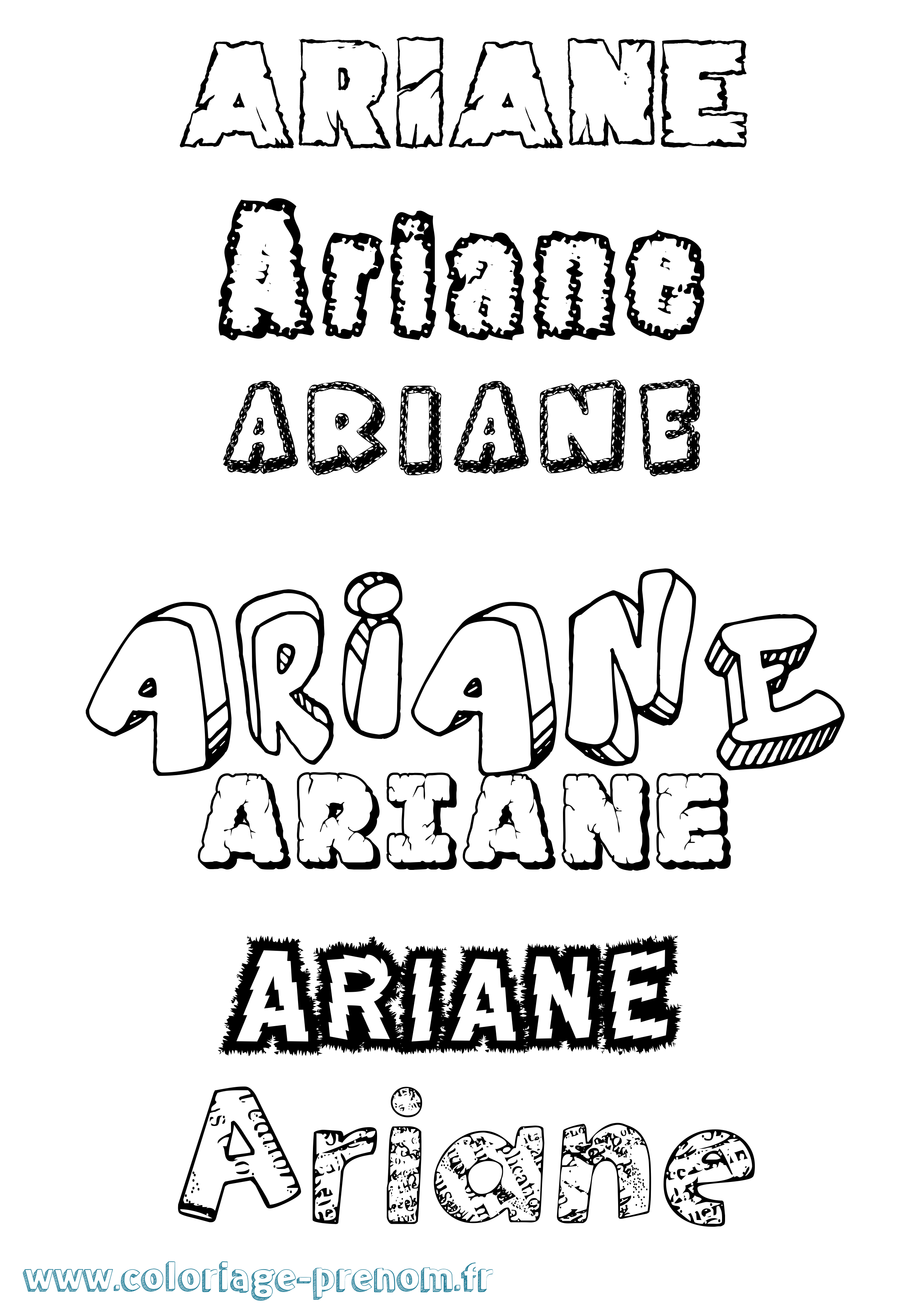 Coloriage prénom Ariane Destructuré