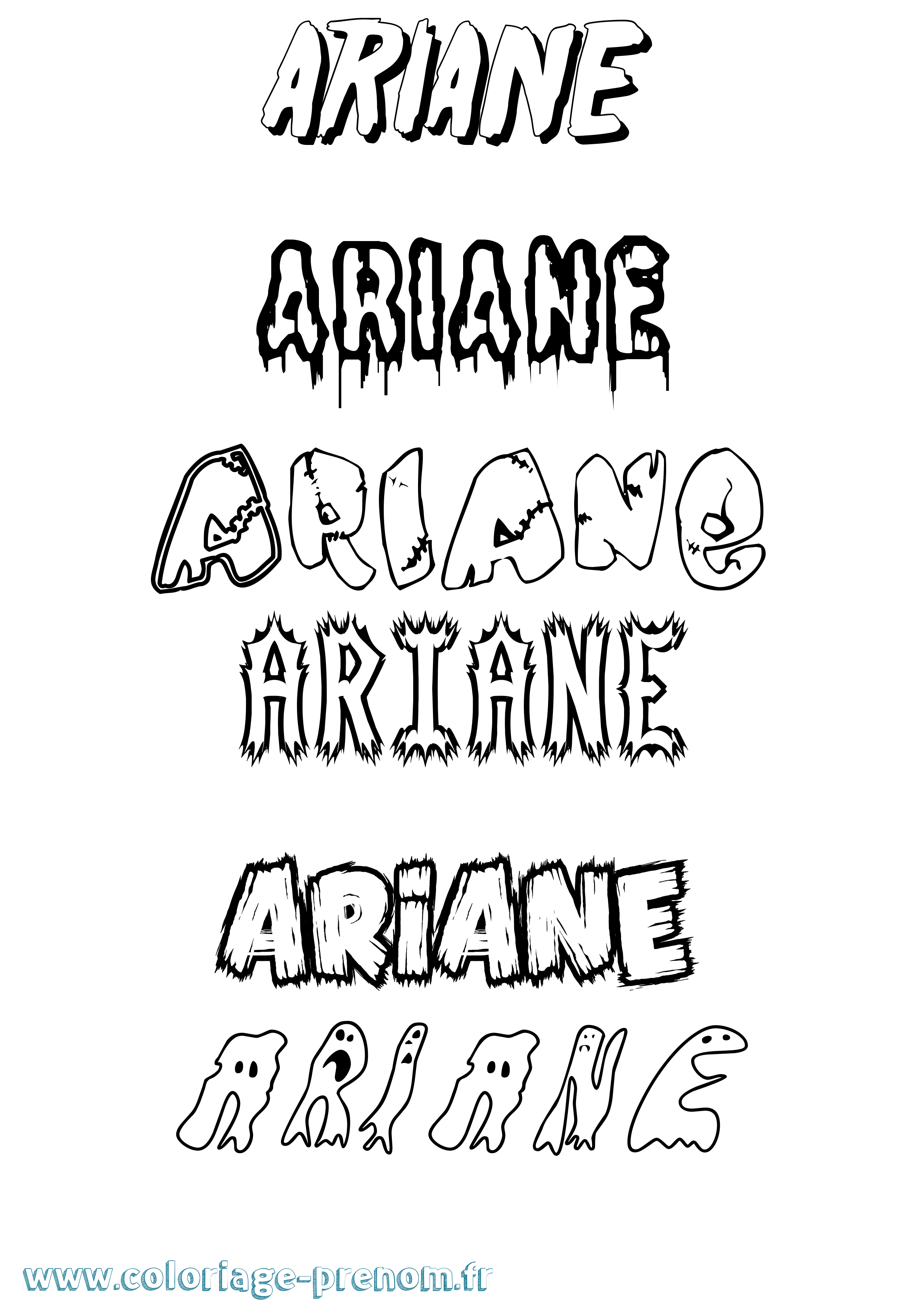 Coloriage prénom Ariane Frisson