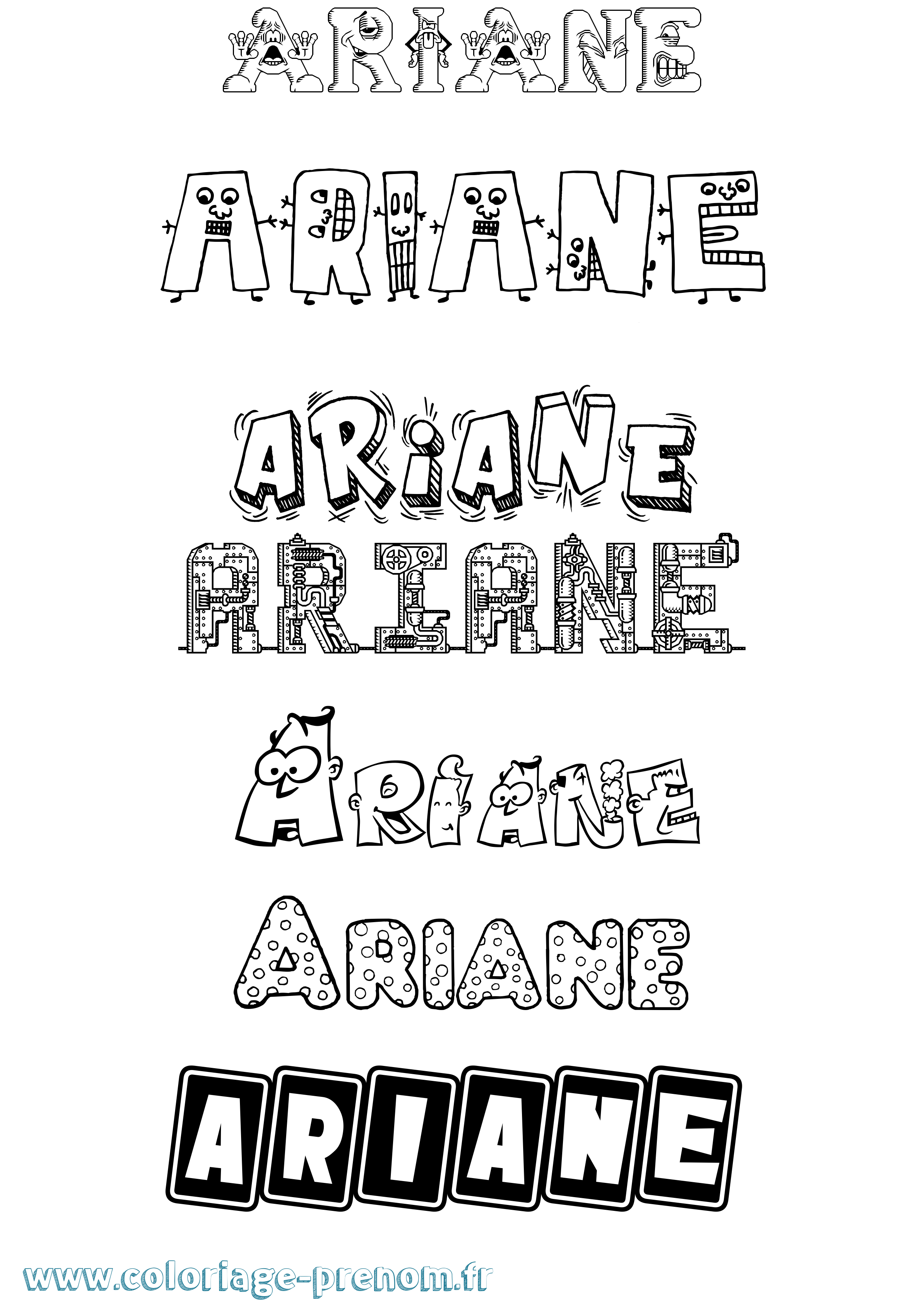 Coloriage prénom Ariane Fun