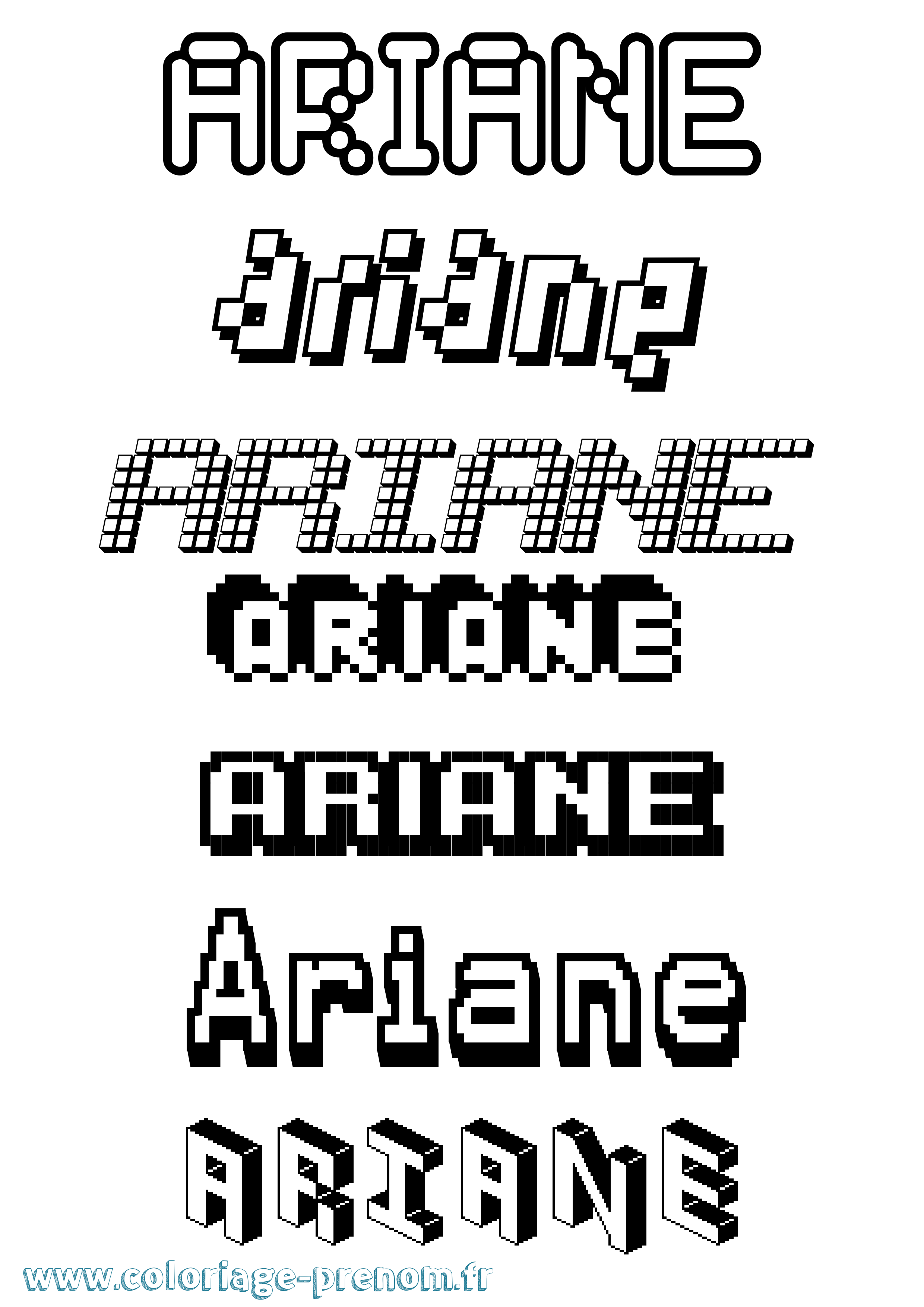 Coloriage prénom Ariane Pixel