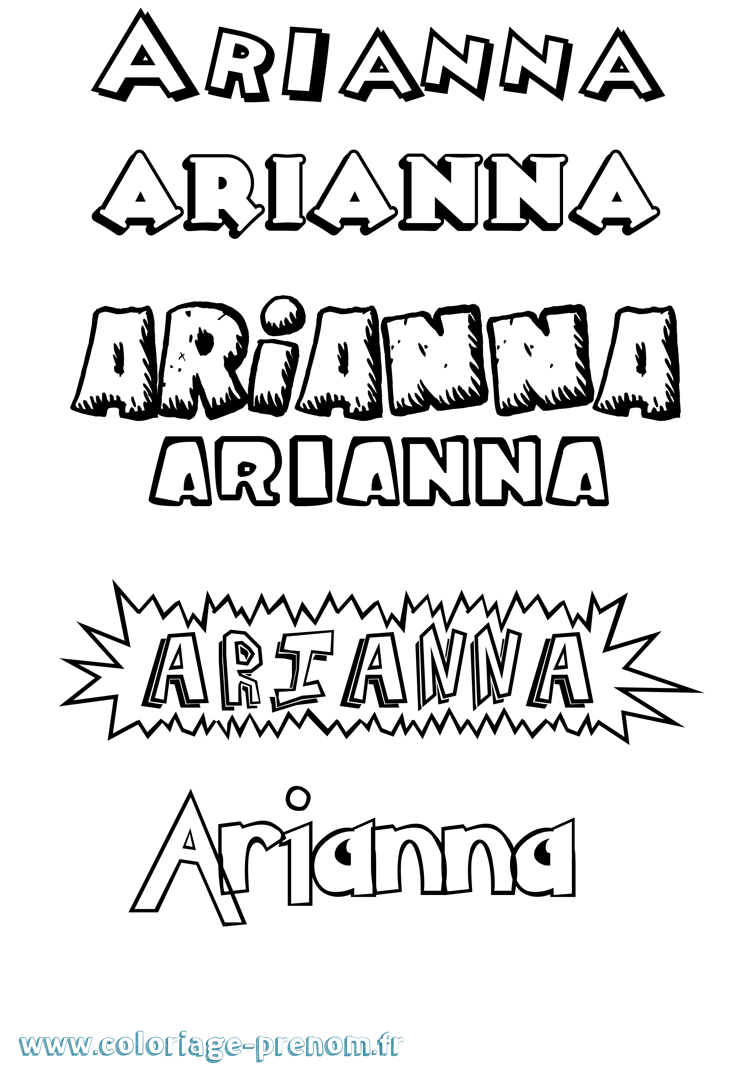 Coloriage prénom Arianna Dessin Animé
