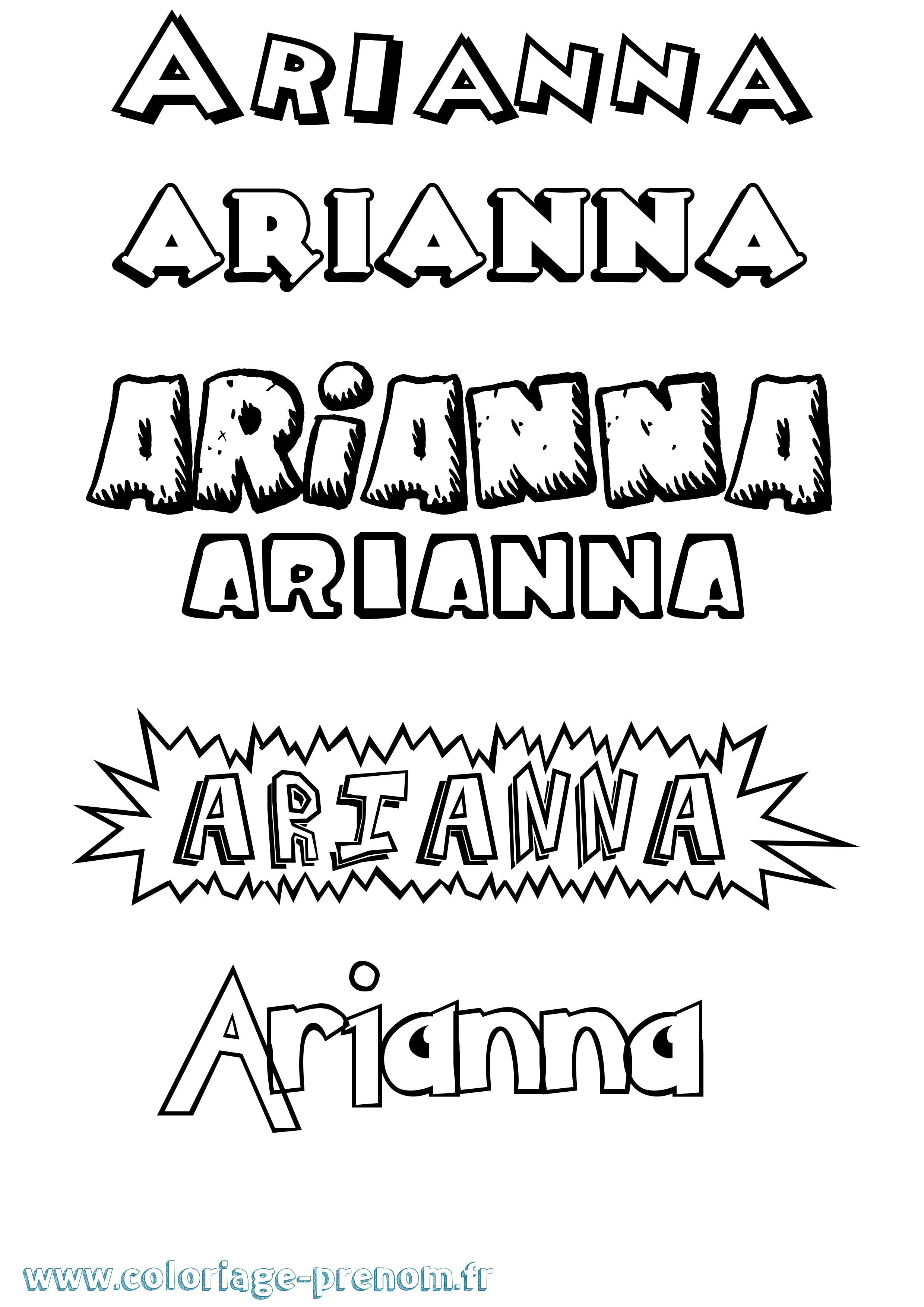 Coloriage Arianna Dessin Animé Coloriage prénom Arianna Dessin Animé