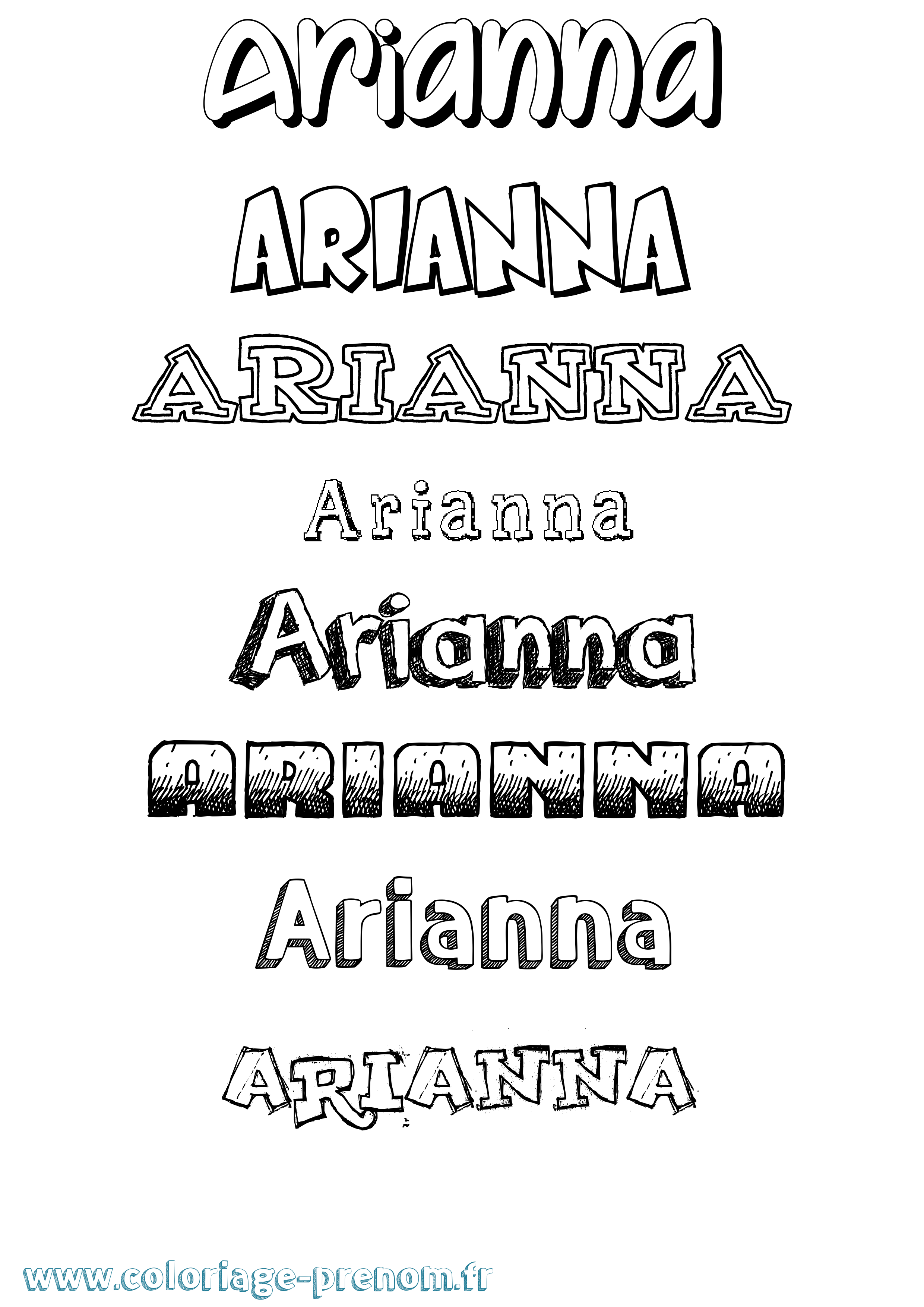 Coloriage Arianna Dessiné Coloriage prénom Arianna Dessiné