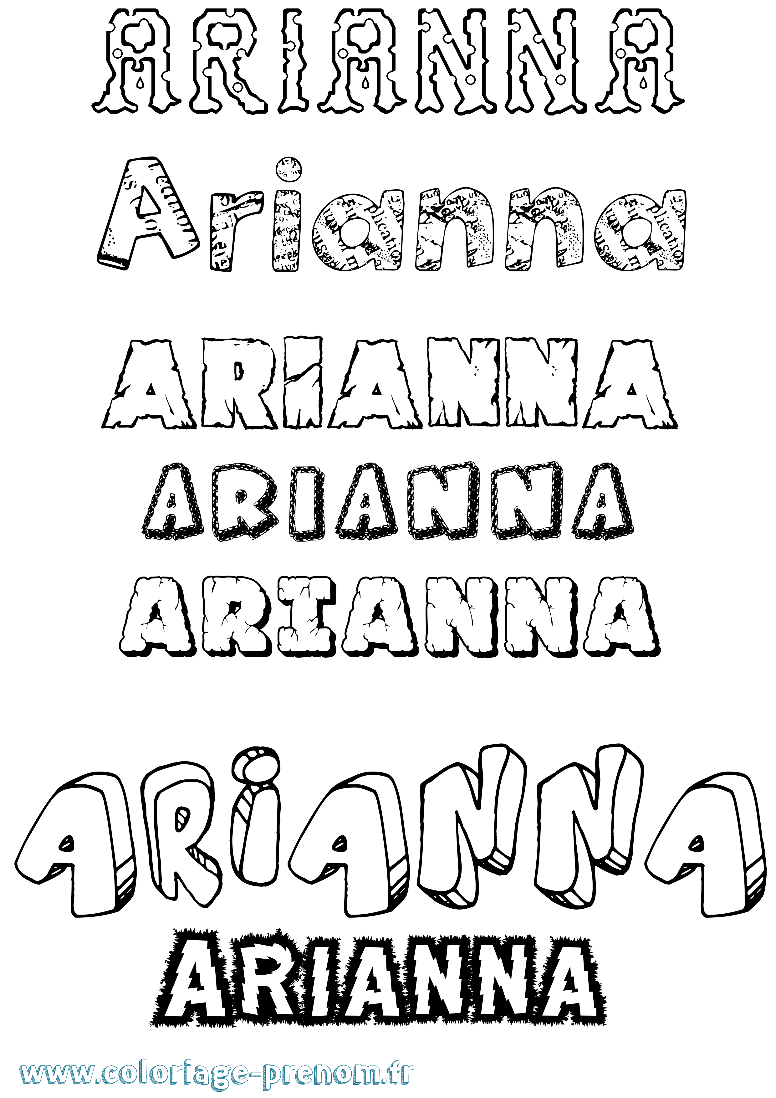 Coloriage prénom Arianna Destructuré