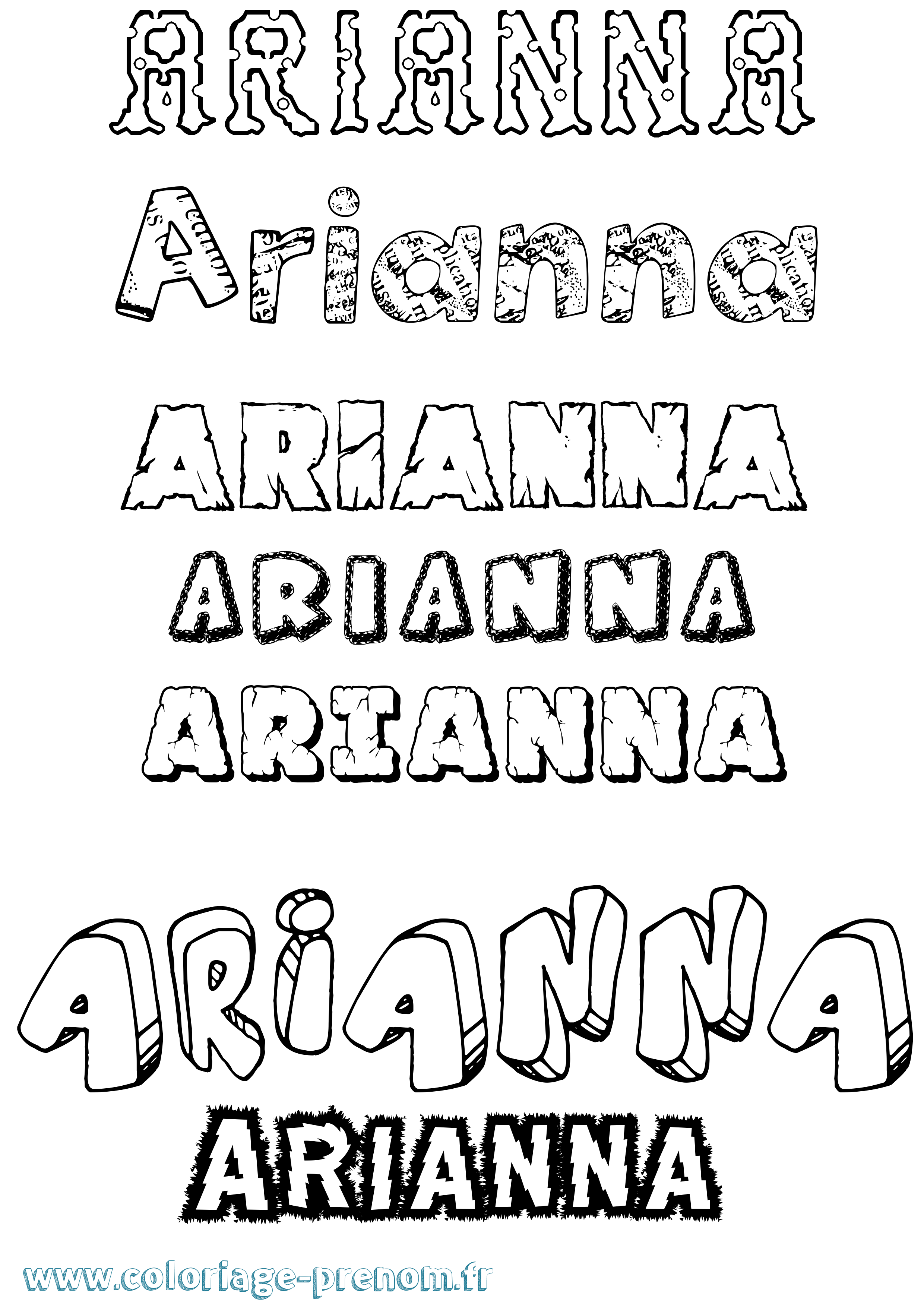 Coloriage Arianna Destructuré Coloriage prénom Arianna Destructuré