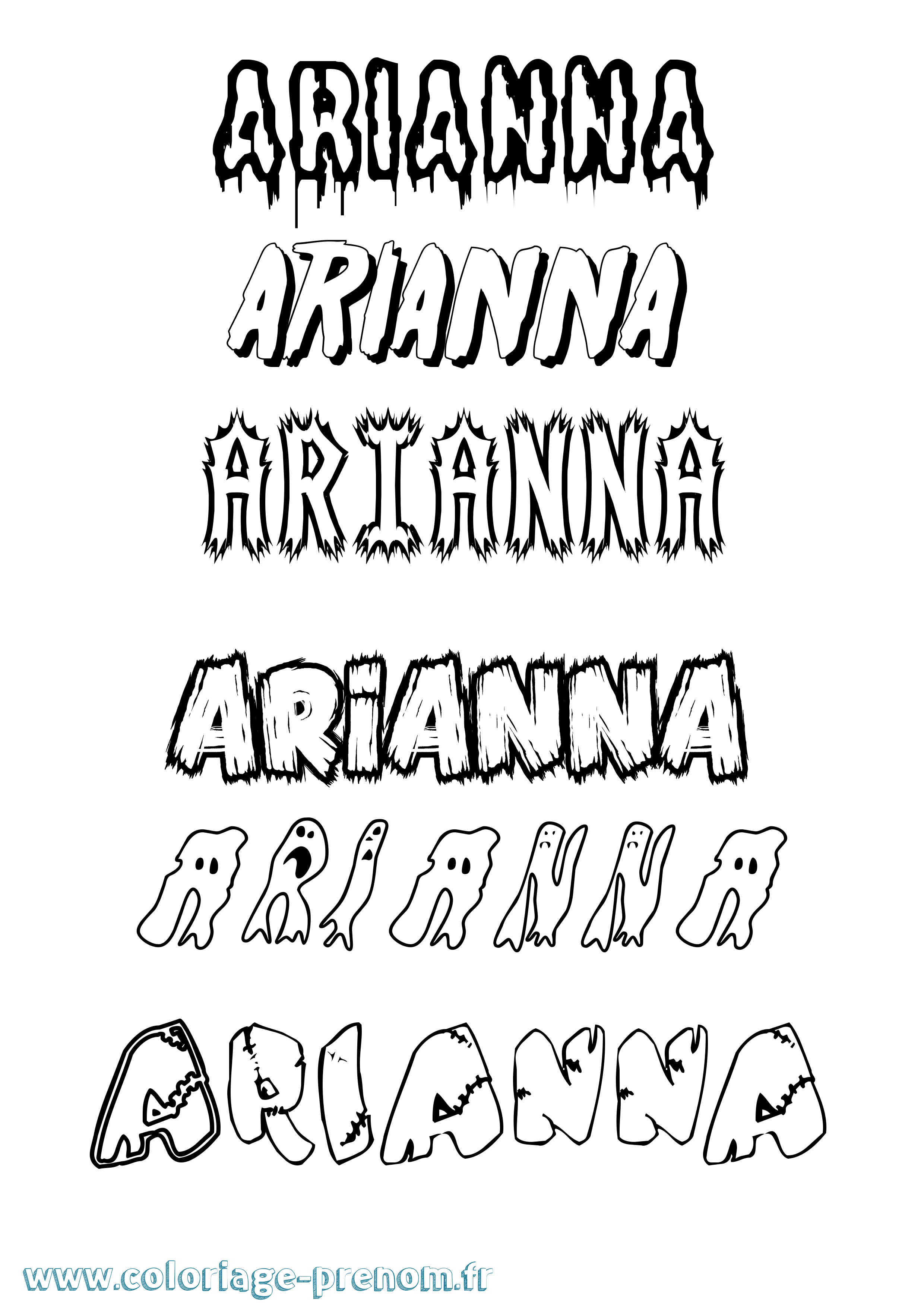 Coloriage Arianna Frisson Coloriage prénom Arianna Frisson