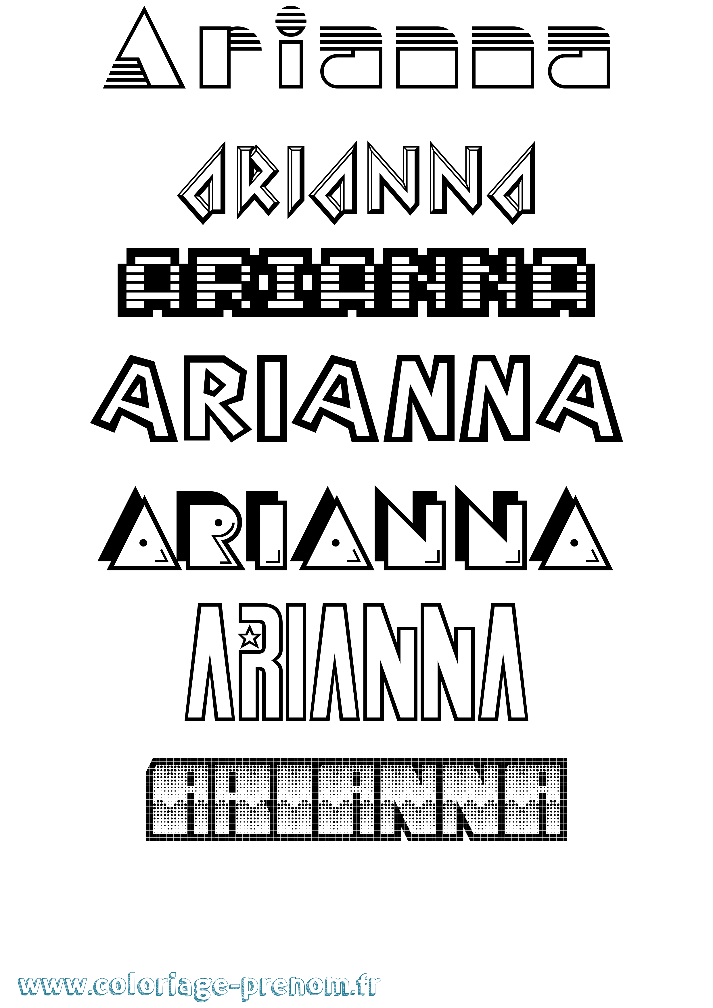 Coloriage Arianna Jeux Vidéos Coloriage prénom Arianna Jeux Vidéos