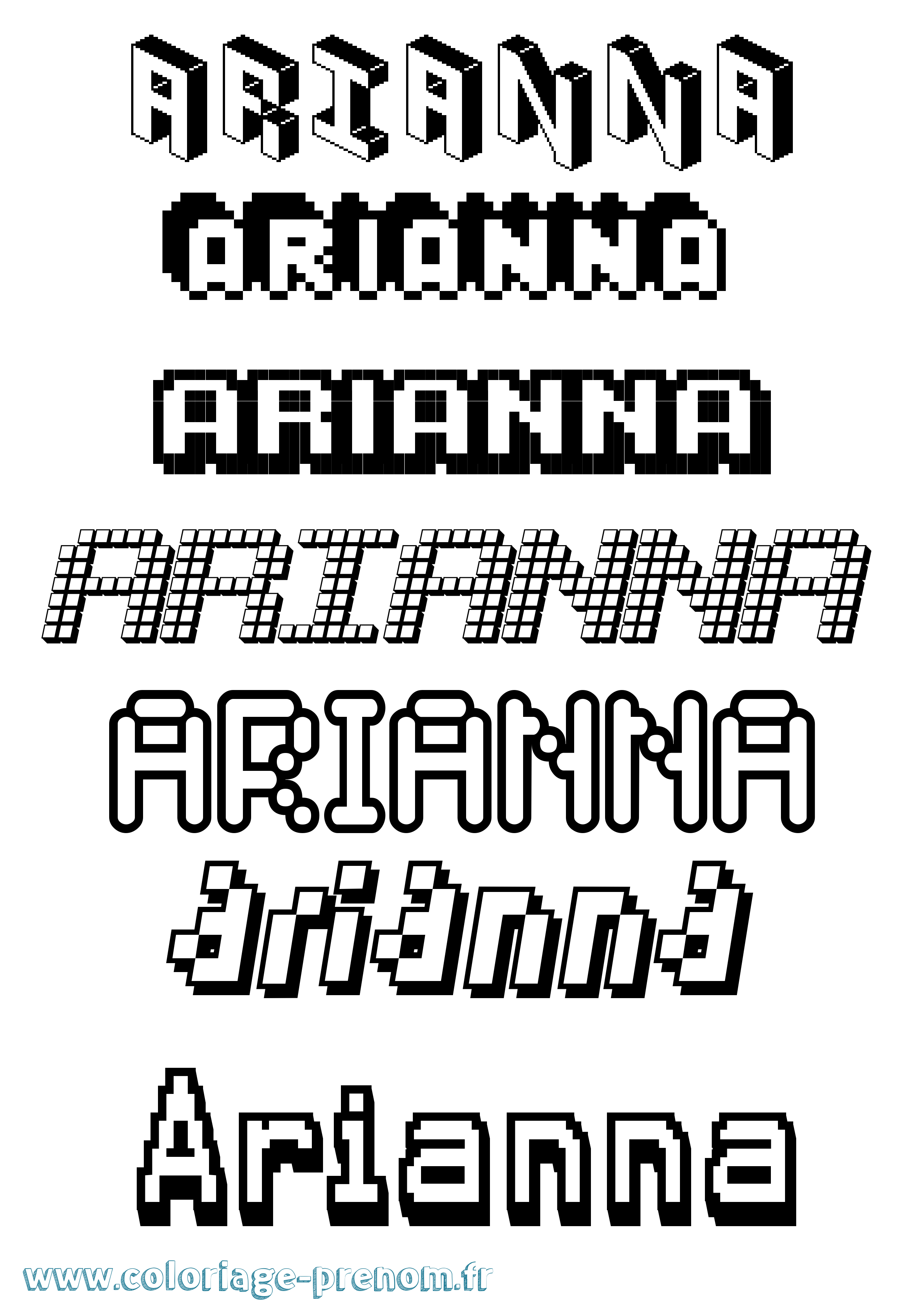 Coloriage prénom Arianna Pixel