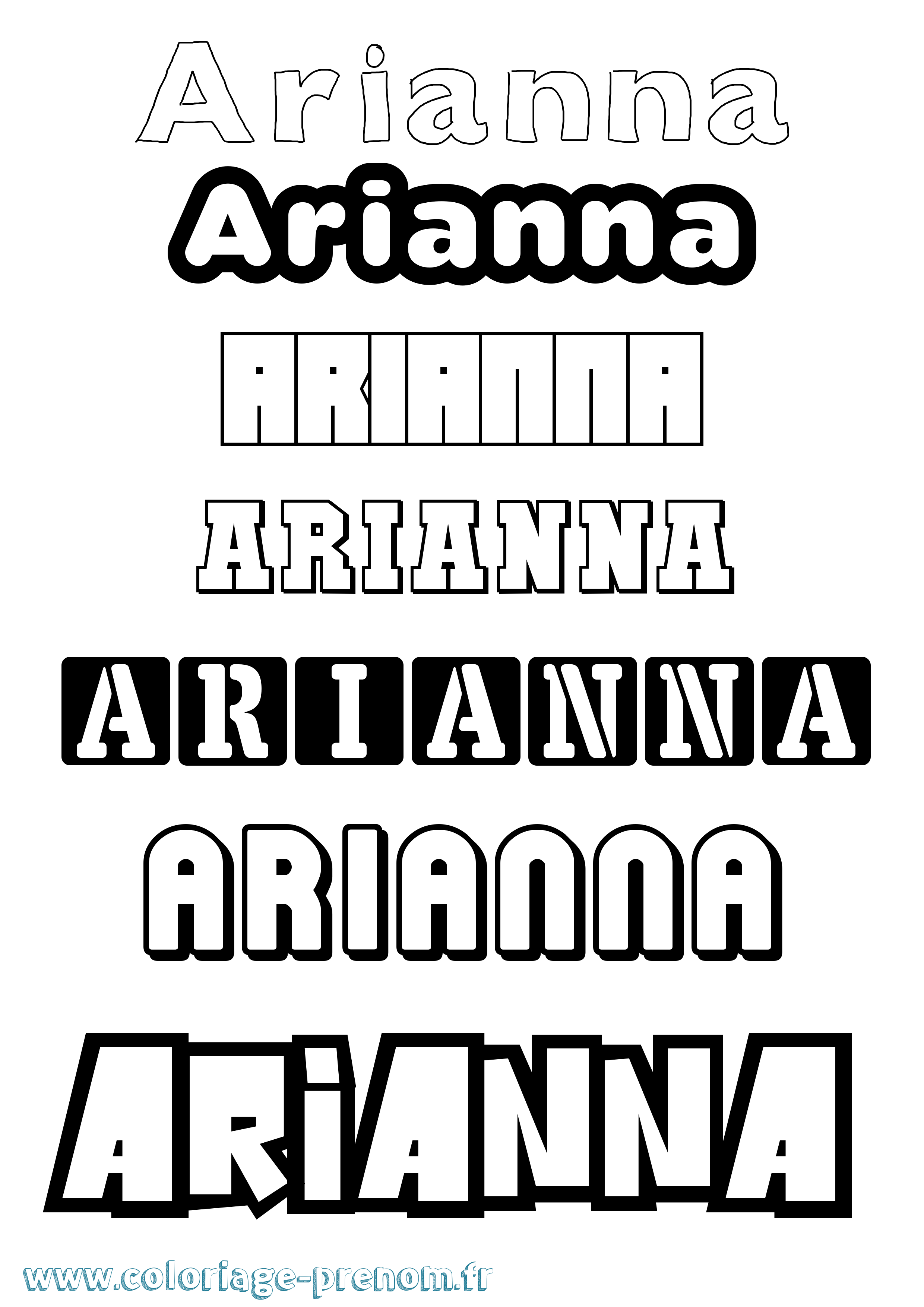 Coloriage prénom Arianna Simple