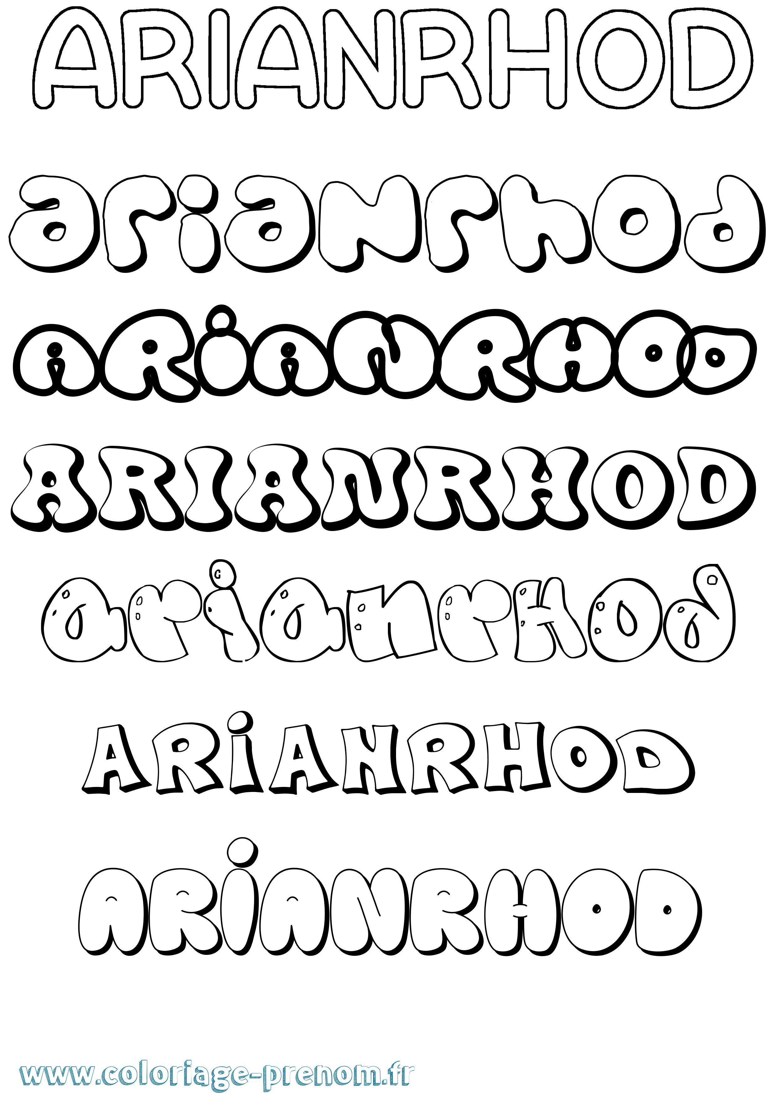 Coloriage Arianrhod Bubble Coloriage prénom Arianrhod Bubble