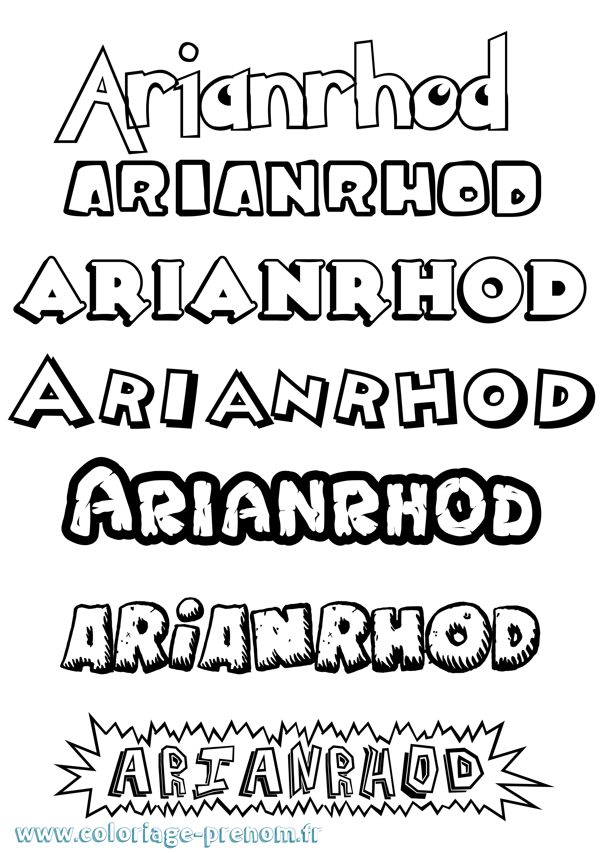 Coloriage Arianrhod Dessin Animé Coloriage prénom Arianrhod Dessin Animé