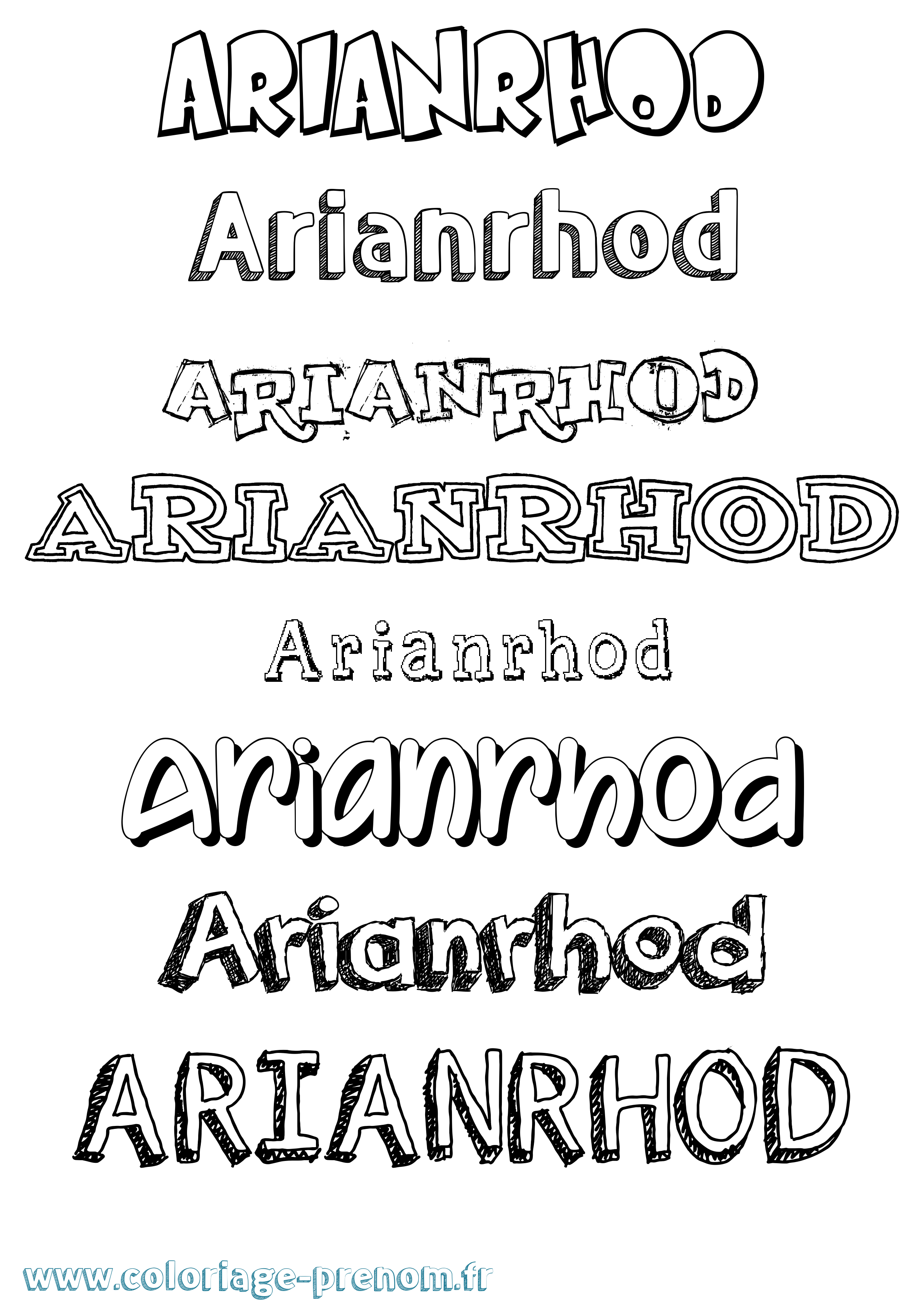 Coloriage Arianrhod Dessiné Coloriage prénom Arianrhod Dessiné