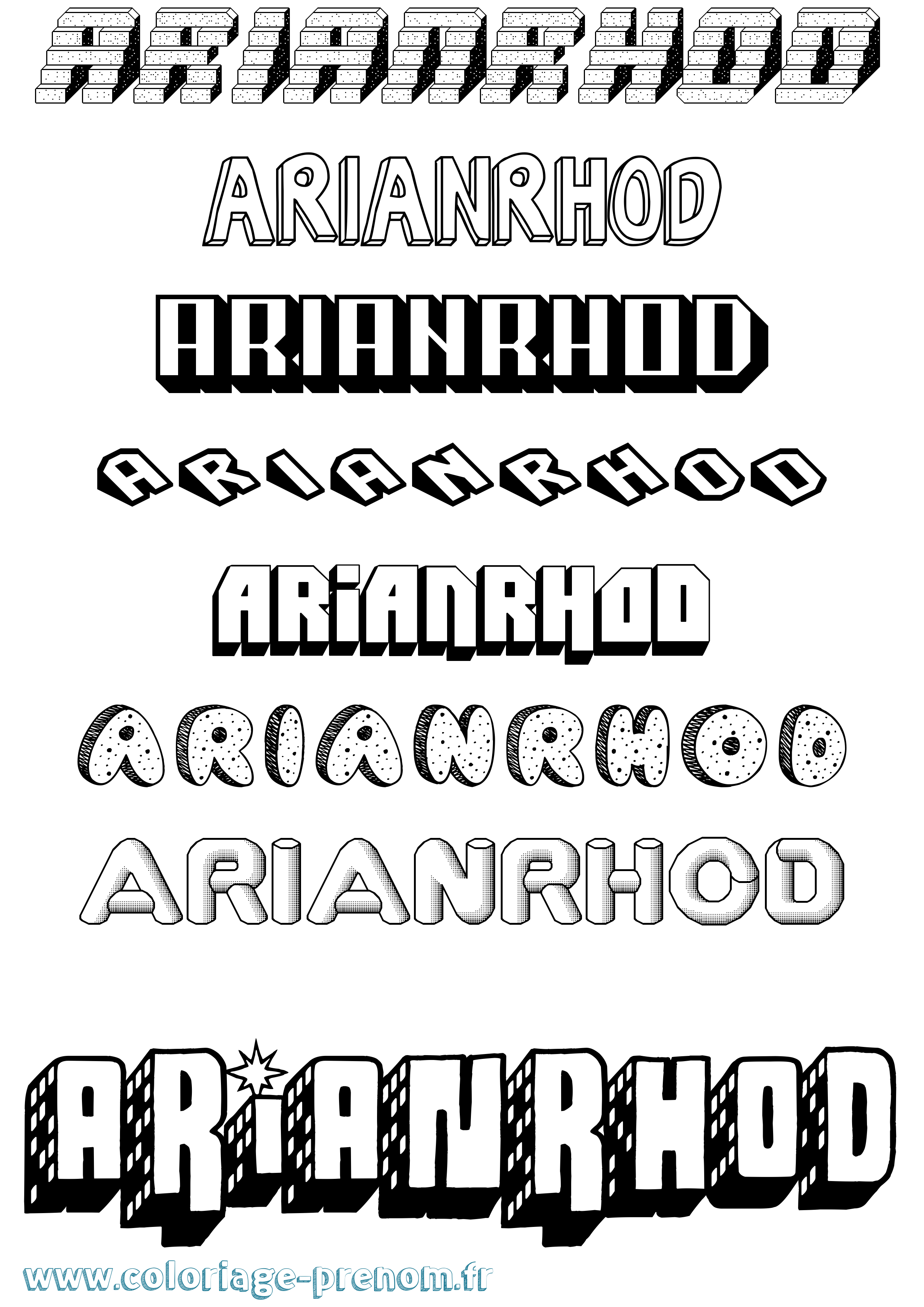 Coloriage Arianrhod Effet 3D Coloriage prénom Arianrhod Effet 3D