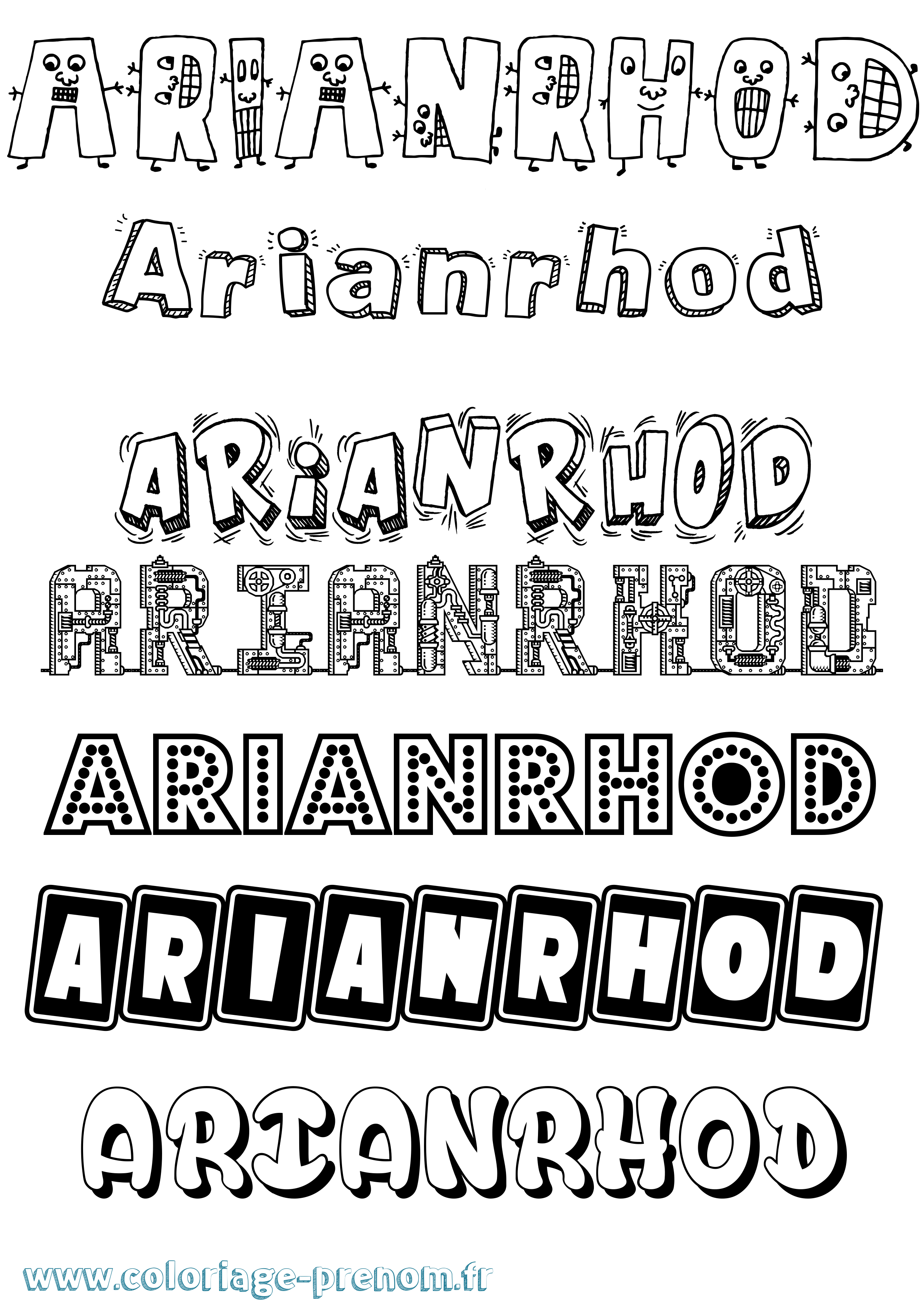 Coloriage prénom Arianrhod Fun