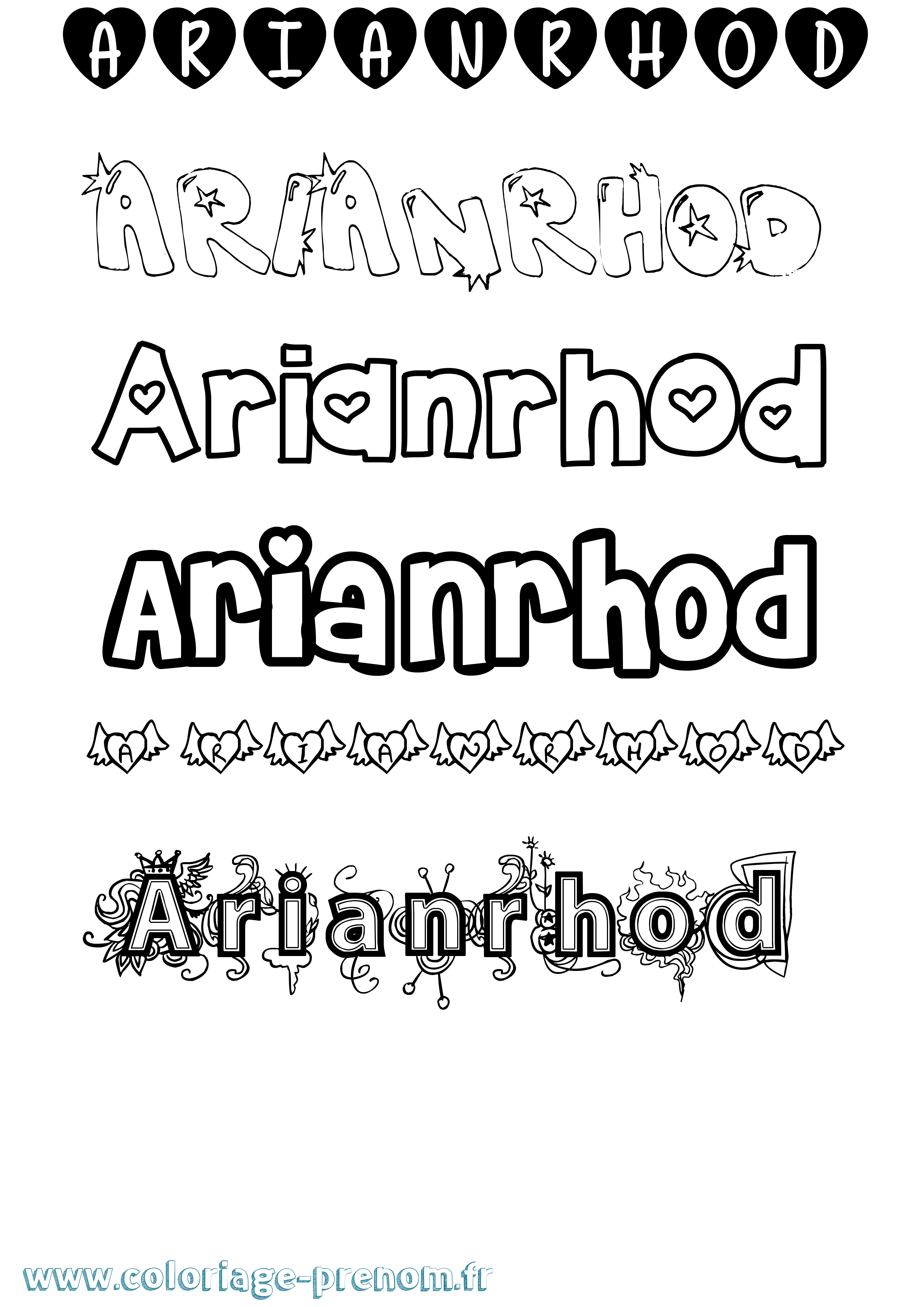 Coloriage Arianrhod Girly Coloriage prénom Arianrhod Girly