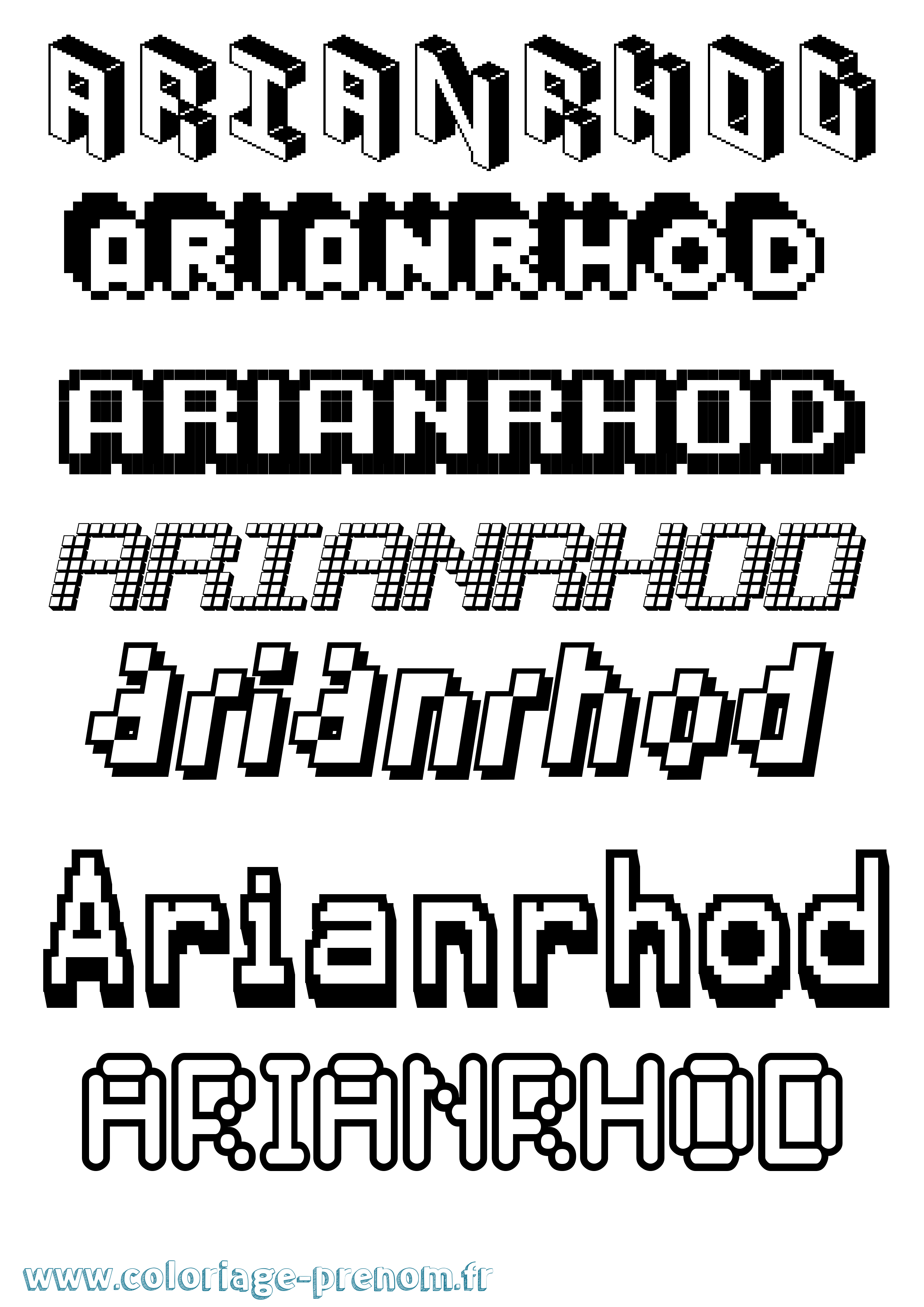 Coloriage Arianrhod Pixel Coloriage prénom Arianrhod Pixel