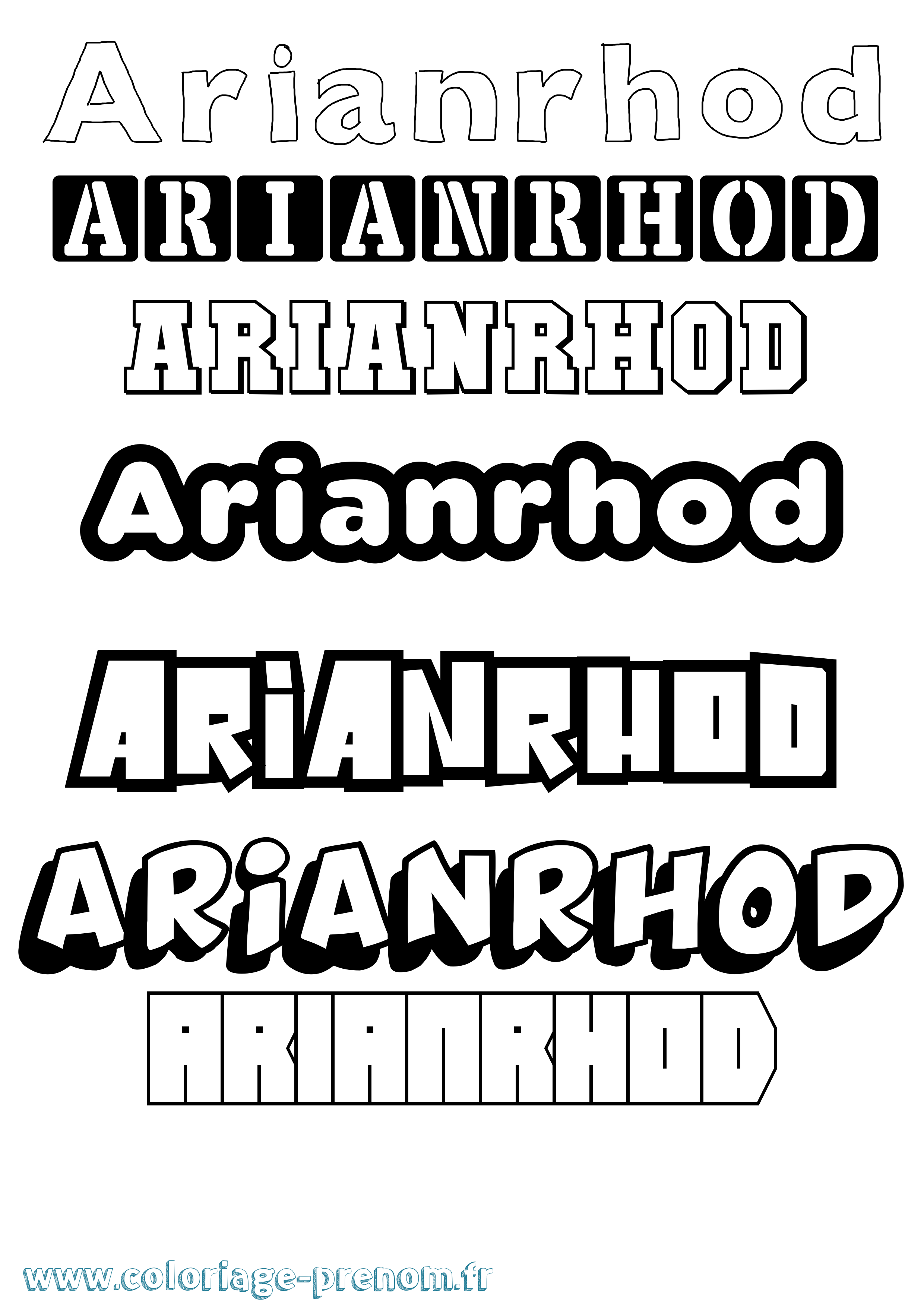 Coloriage prénom Arianrhod Simple