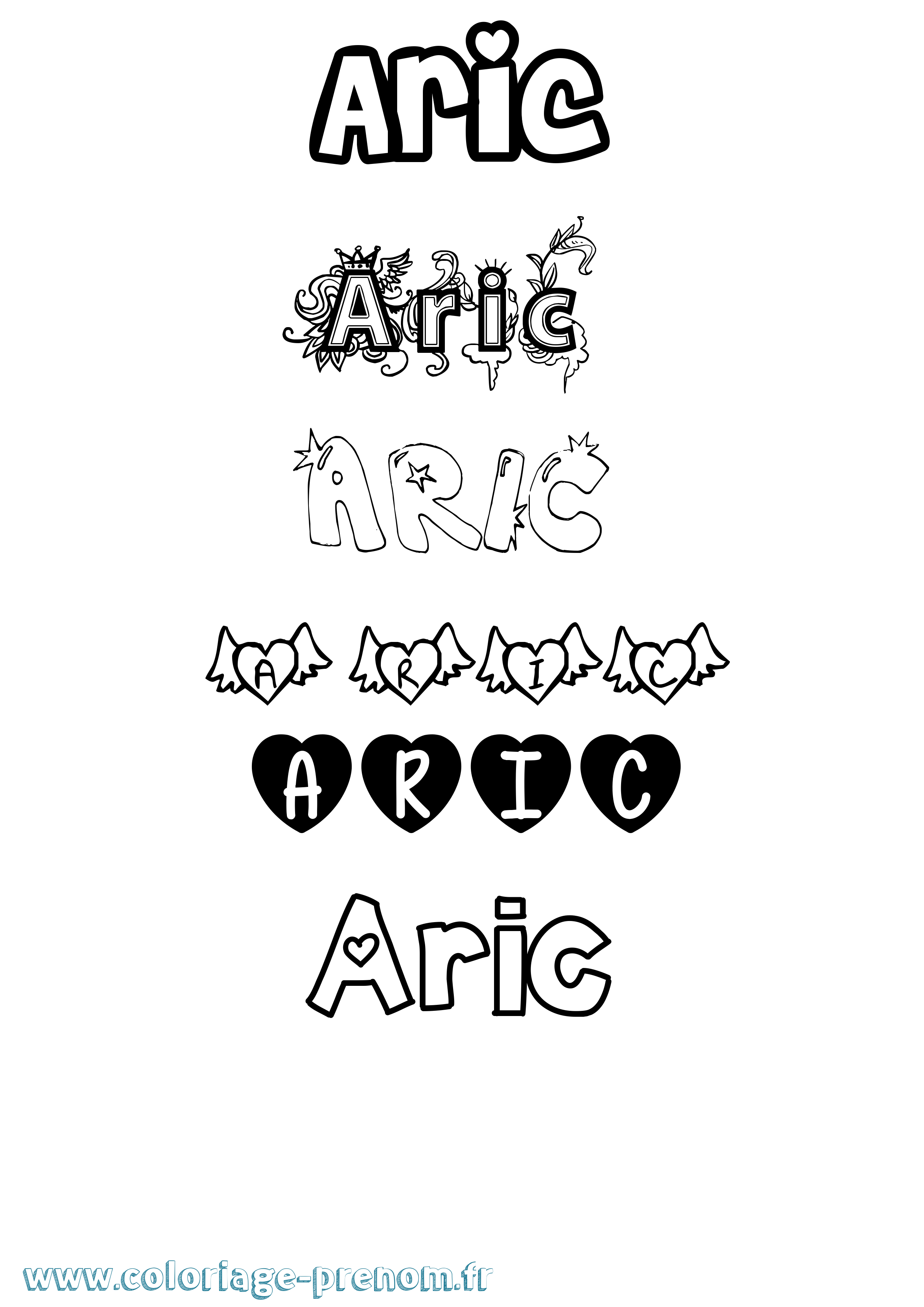 Coloriage prénom Aric Girly