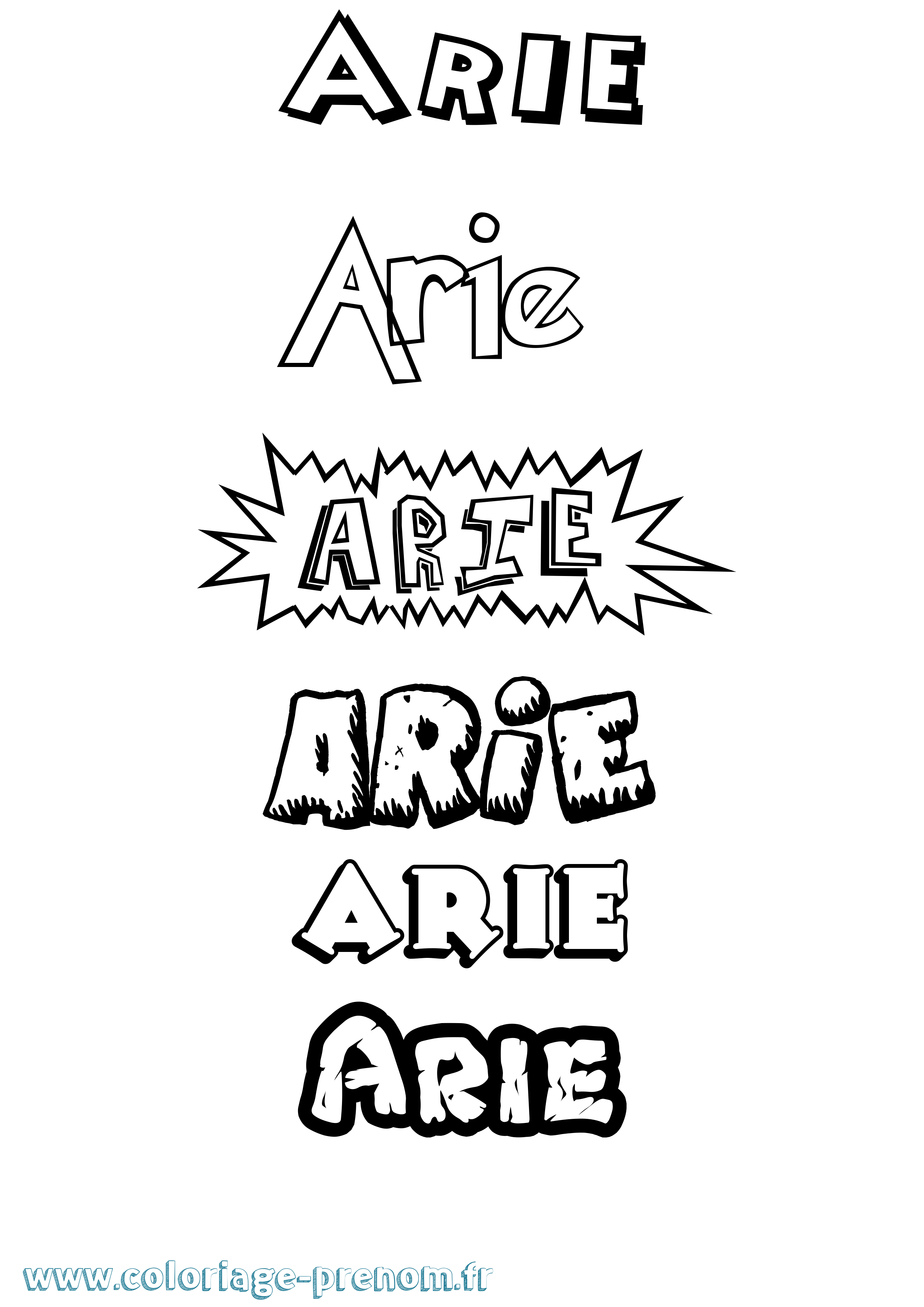Coloriage prénom Arie Dessin Animé