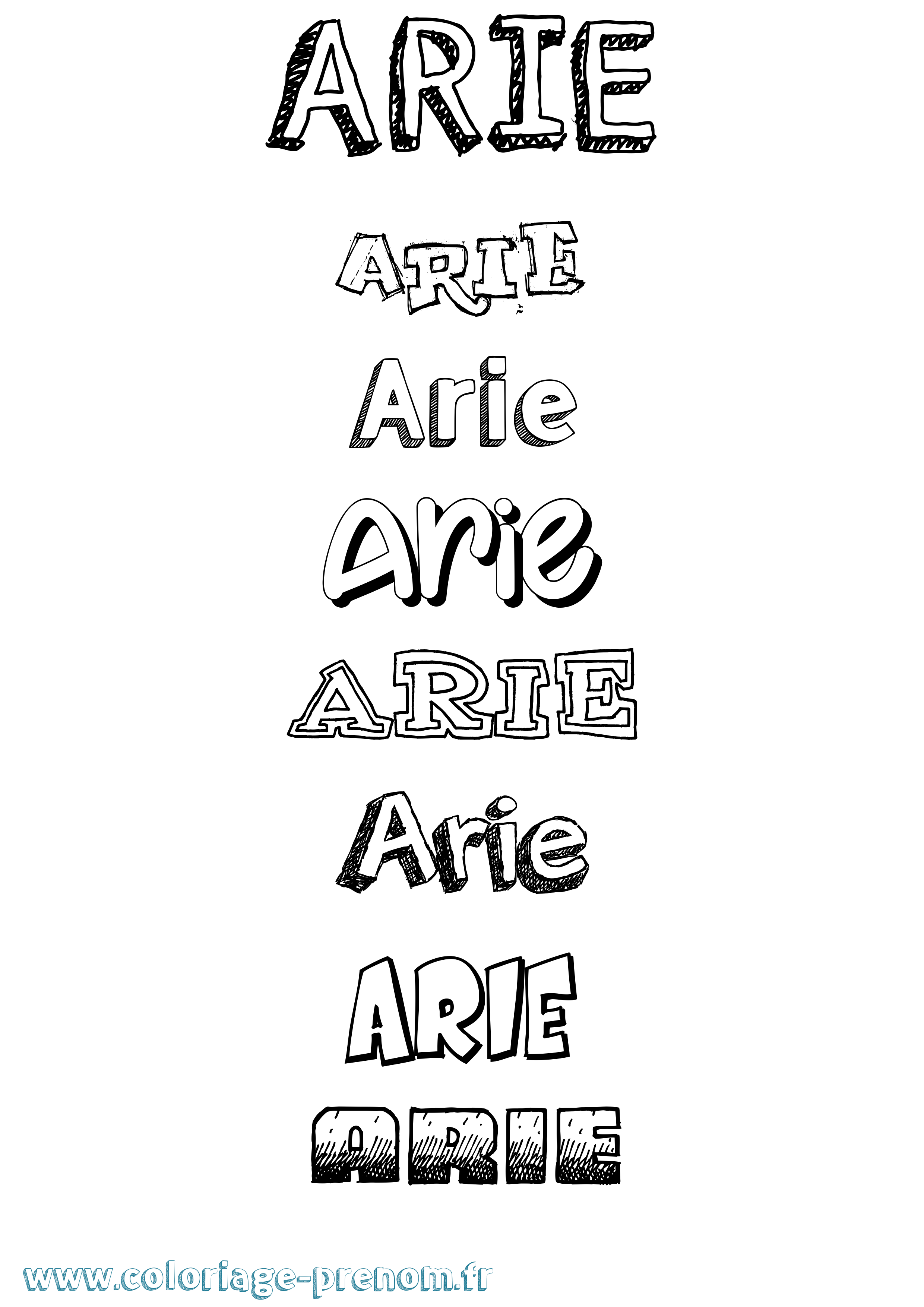 Coloriage prénom Arie
