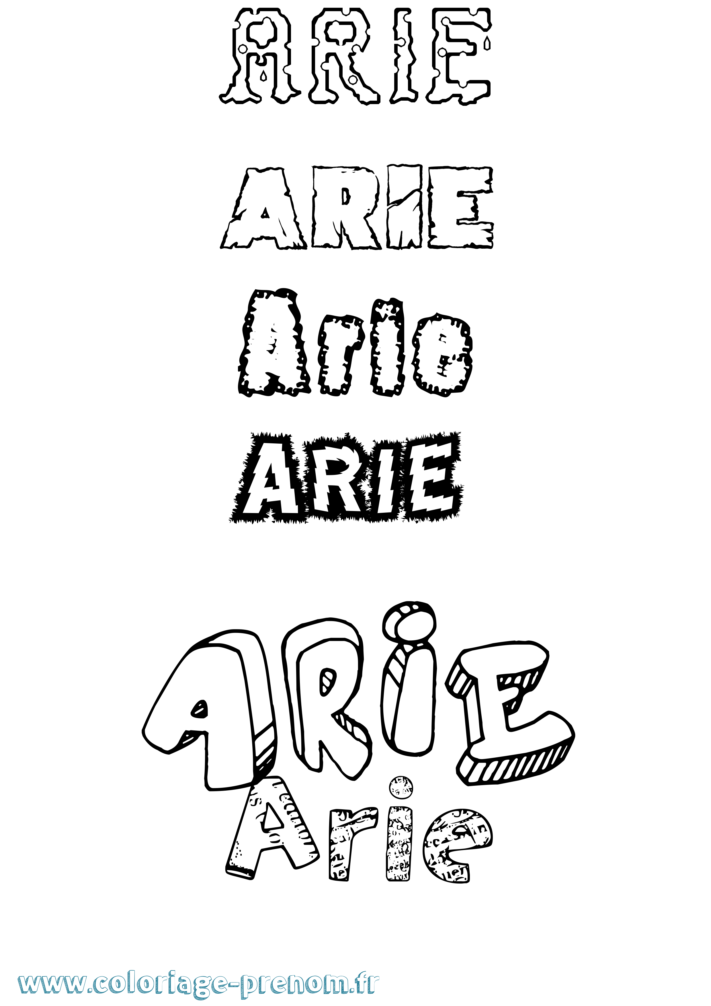 Coloriage prénom Arie Destructuré