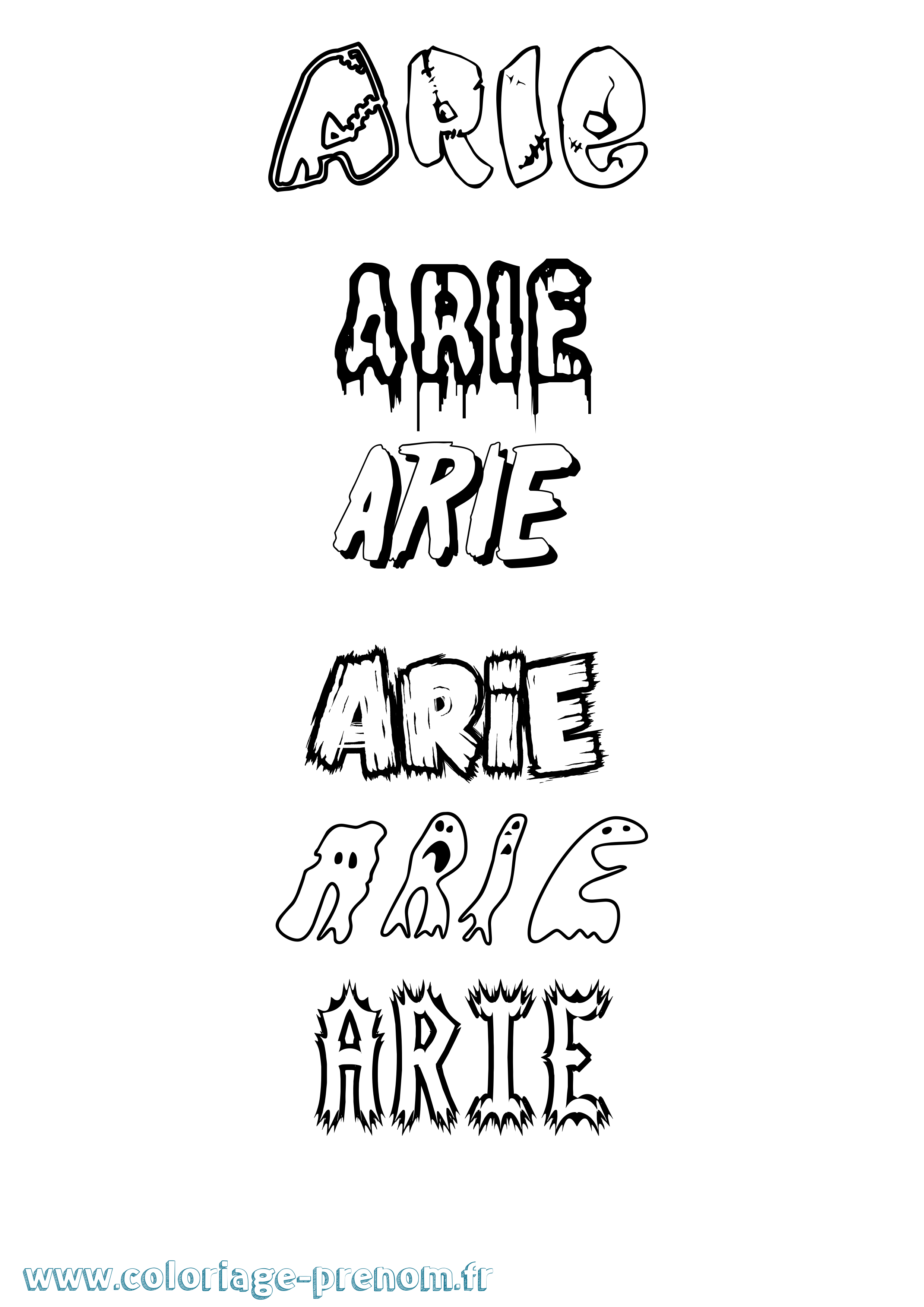 Coloriage Arie Frisson Coloriage prénom Arie Frisson