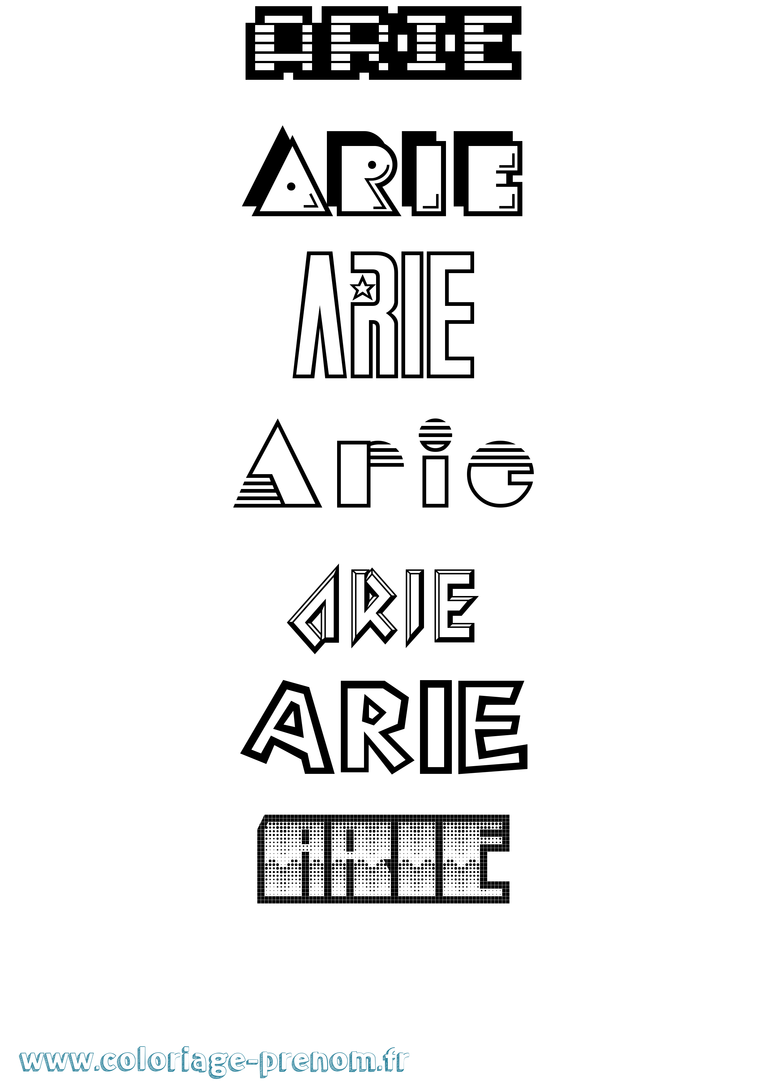 Coloriage prénom Arie Jeux Vidéos