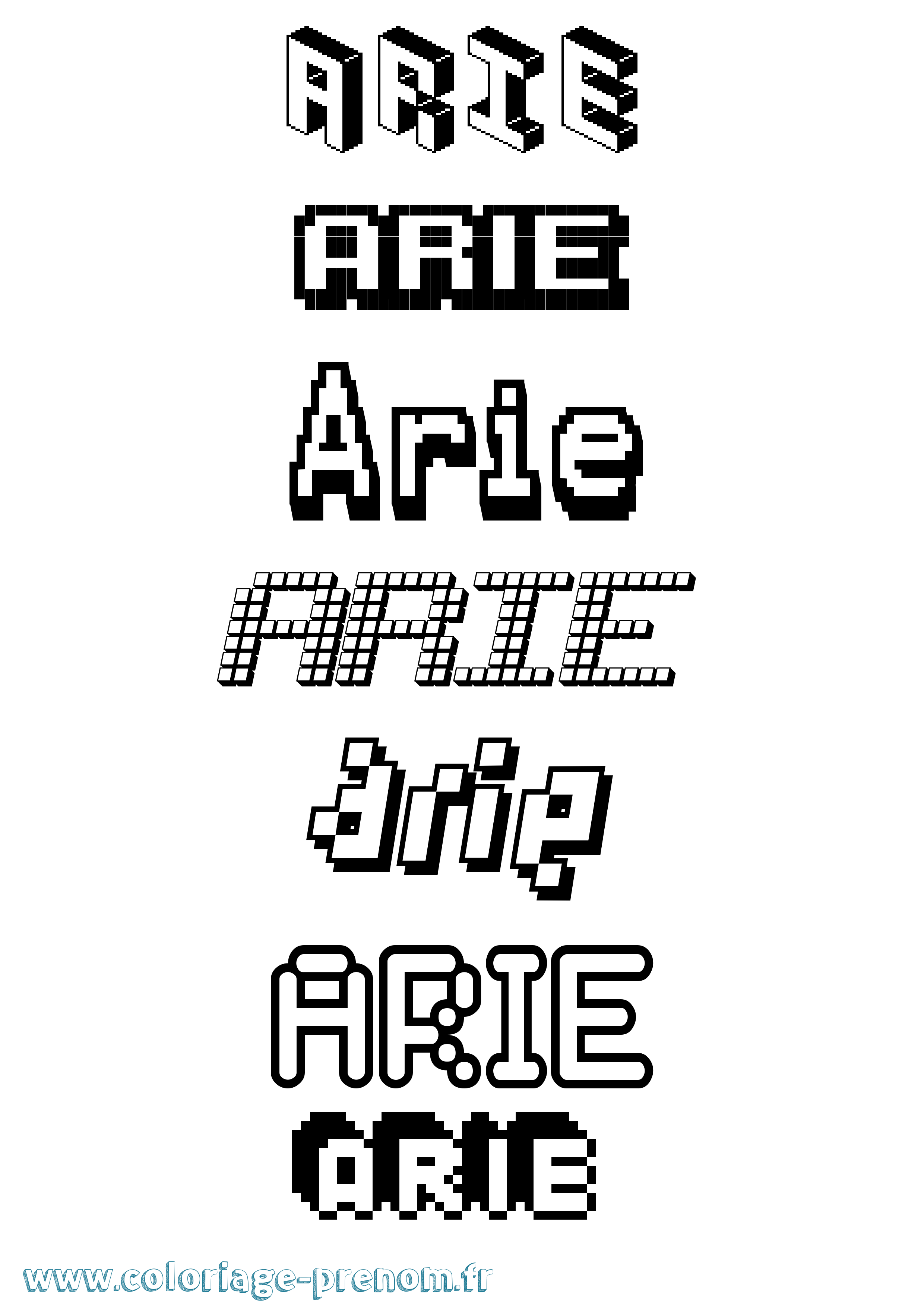 Coloriage Arie Pixel Coloriage prénom Arie Pixel