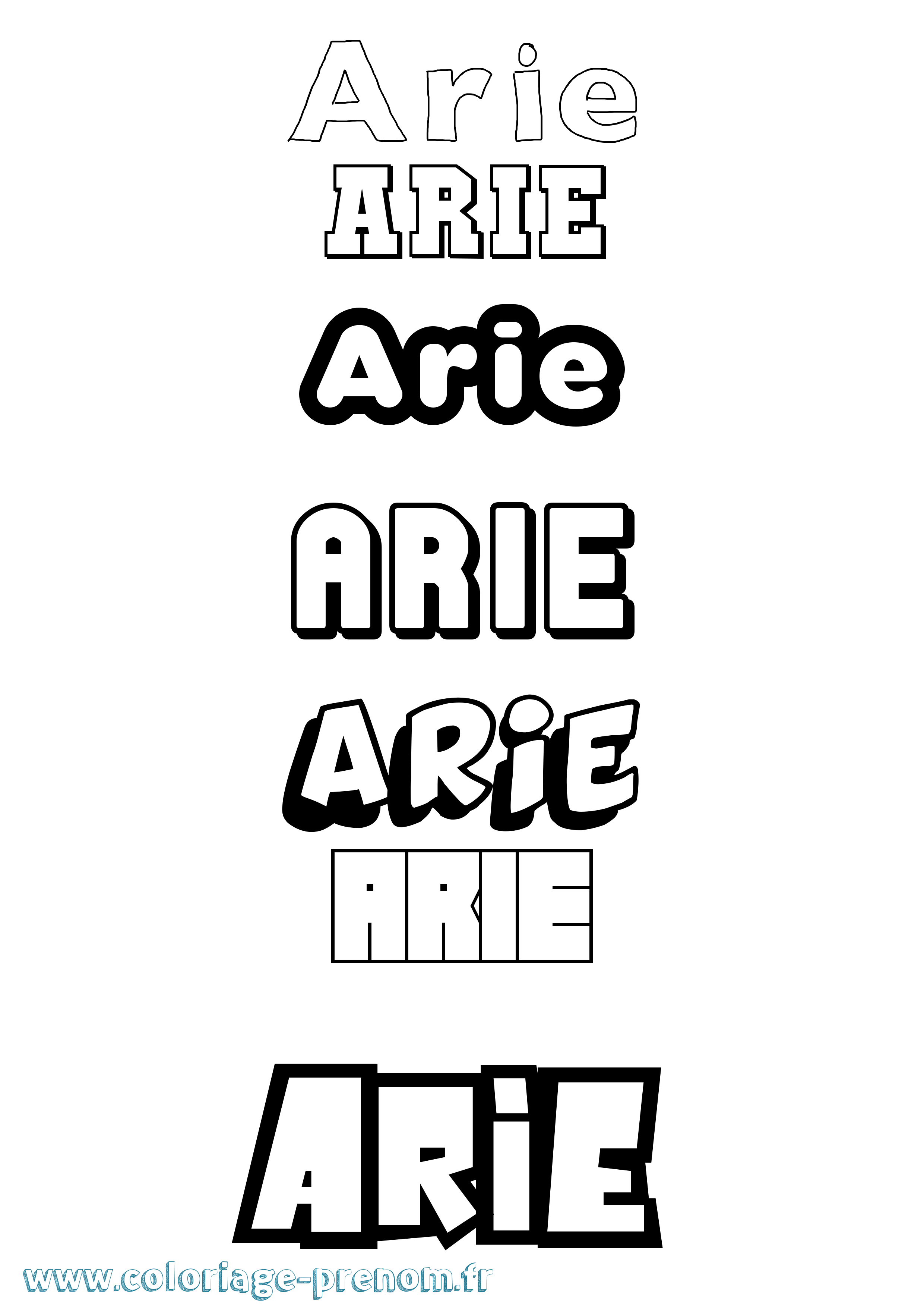 Coloriage prénom Arie Simple