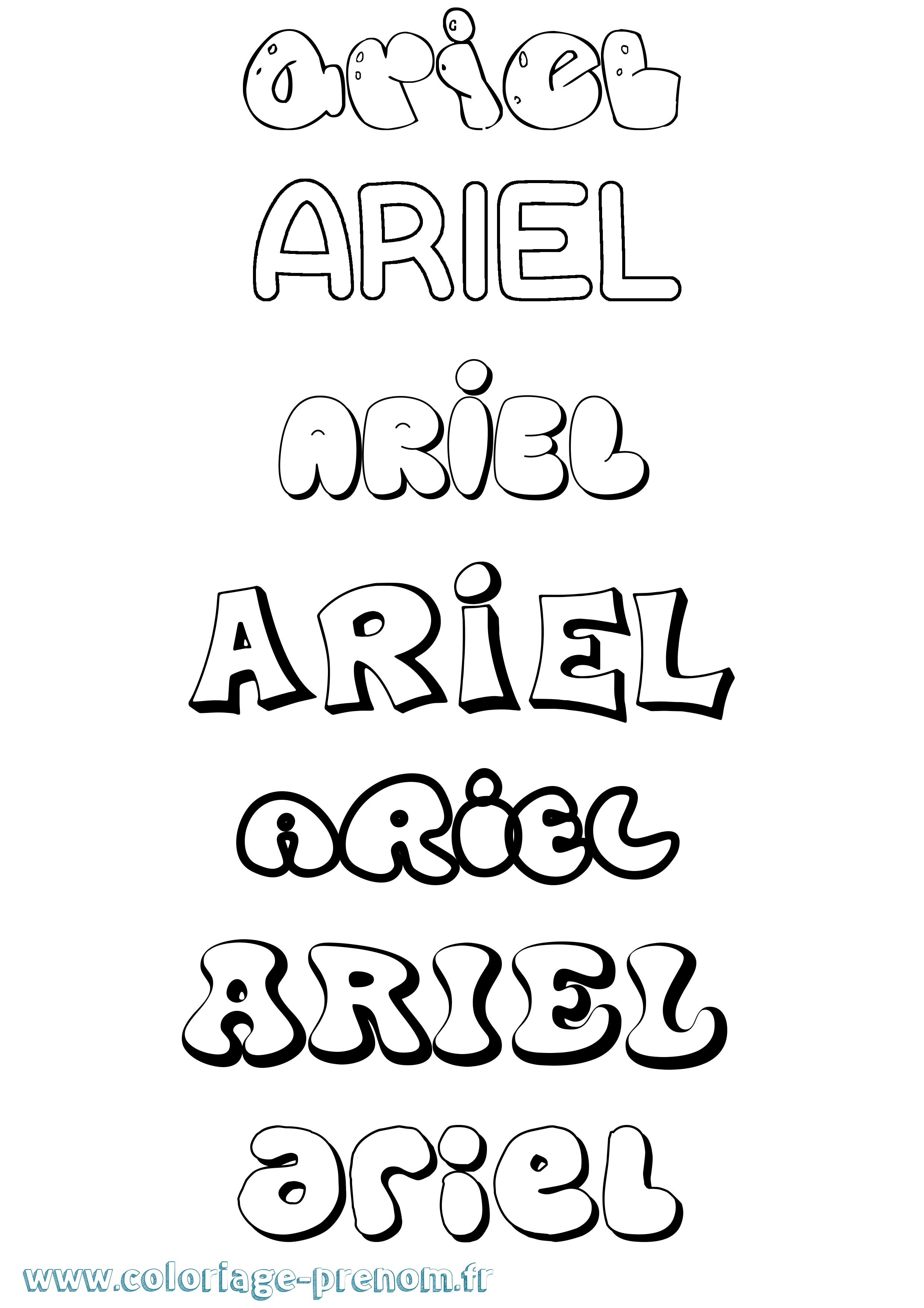 Coloriage prénom Ariel Bubble