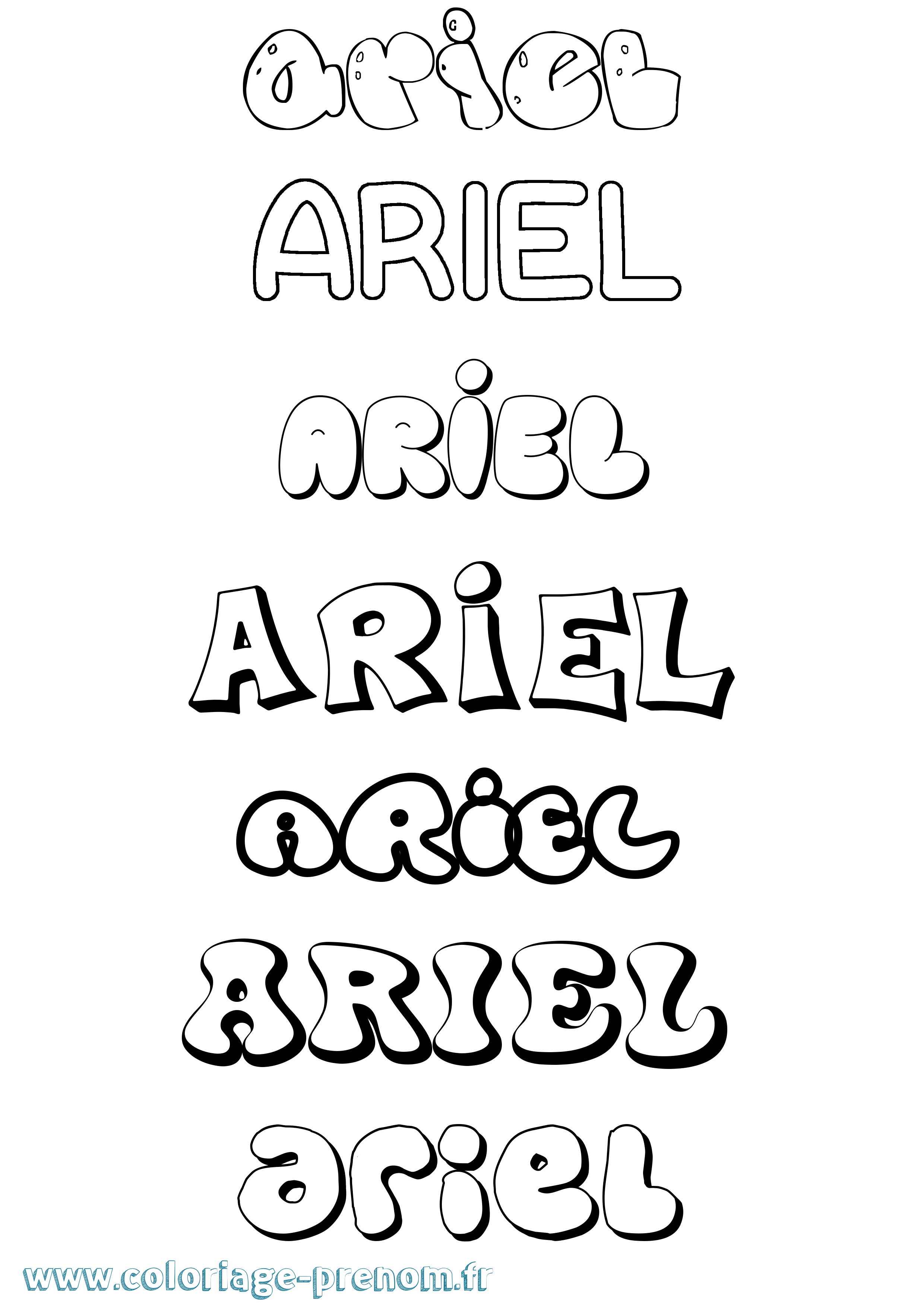 Coloriage Ariel Bubble Coloriage prénom Ariel Bubble