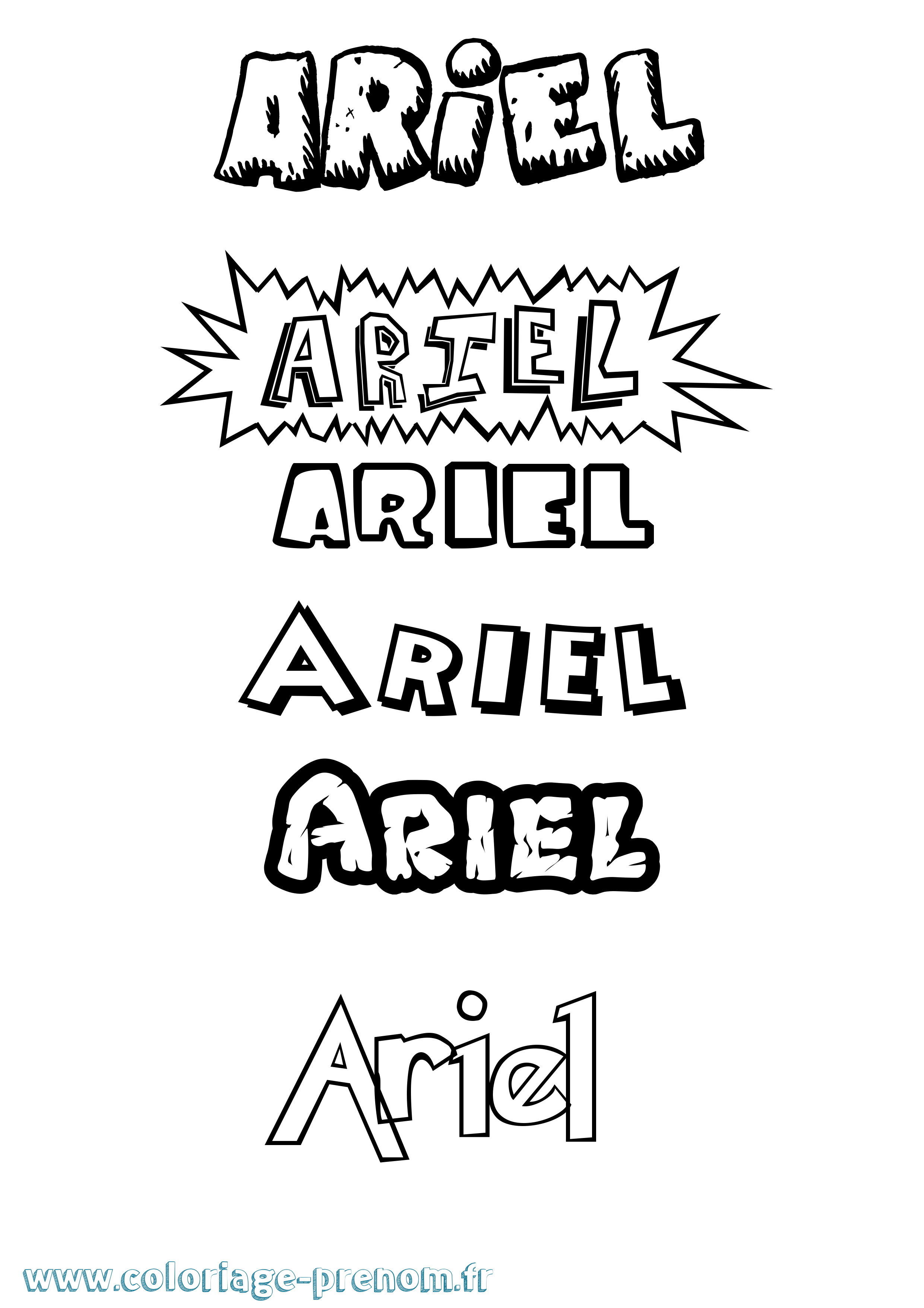 Coloriage prénom Ariel Dessin Animé