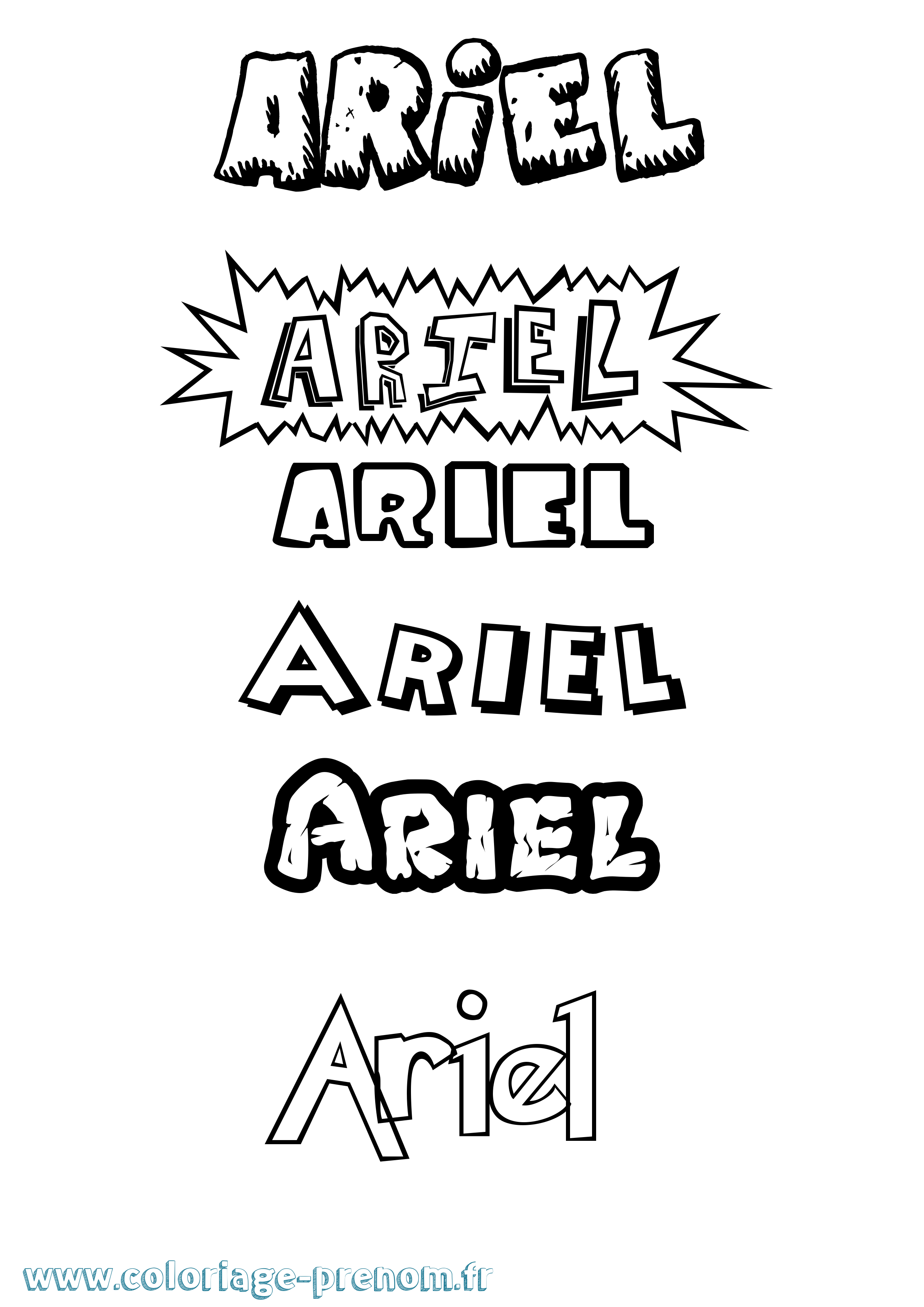 Coloriage Ariel Dessin Animé Coloriage prénom Ariel Dessin Animé